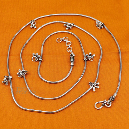 Customized 925 sterling silver snake chain with hanging drops waist chain, gorgeous belly chain wedding belly dance tribal jewelry wch22 - TRIBAL ORNAMENTS