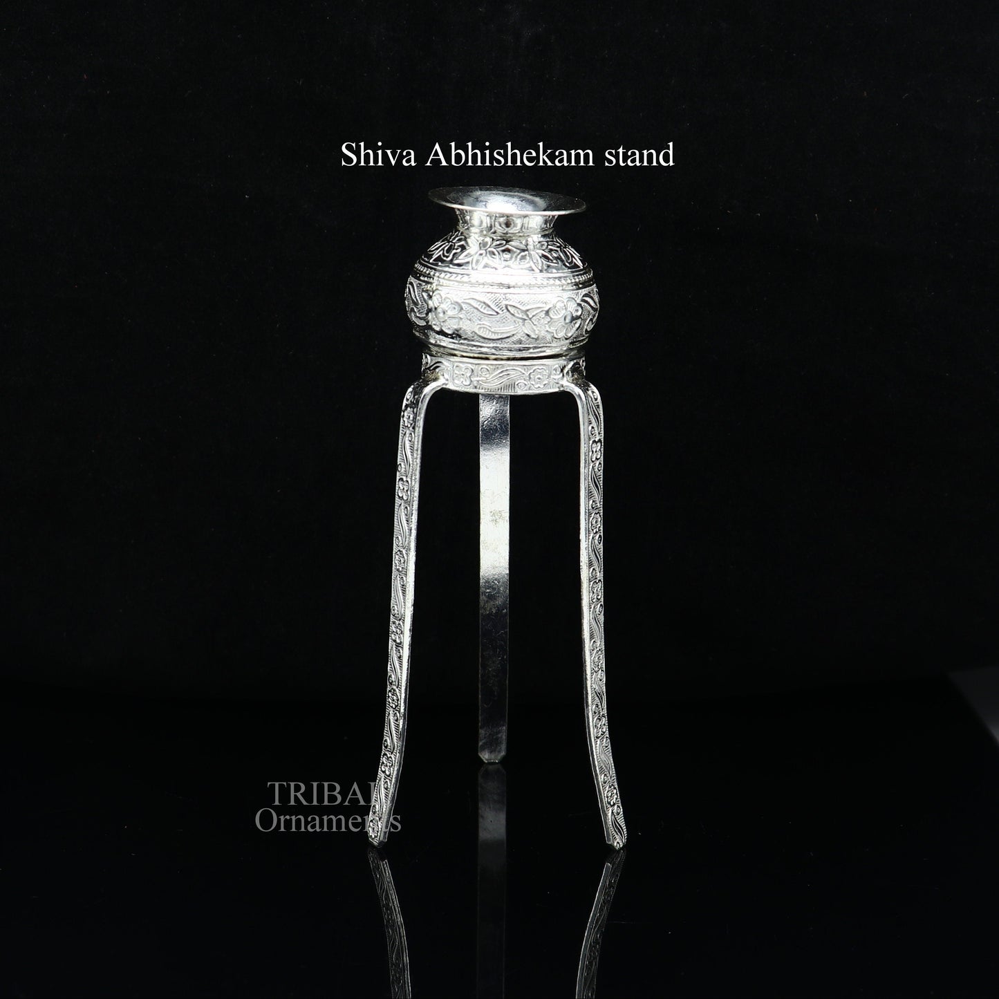925 sterling silver handmade God shiva lingam water flow pot or puja kalas for Abhishek of lingam, best worshipping article from india su734 - TRIBAL ORNAMENTS