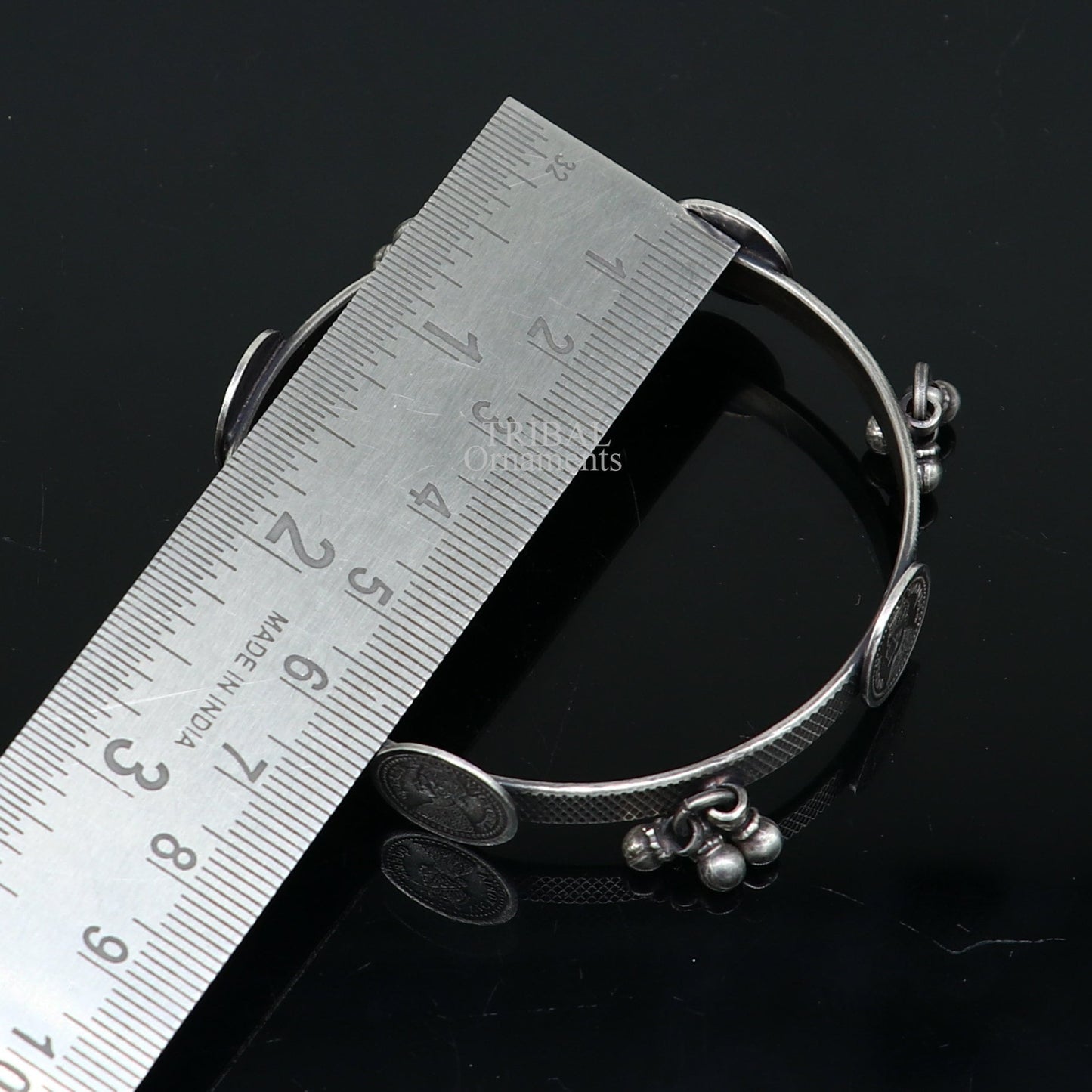925 sterling silver handmade customized tribal ethnic bangle bracelet, best vintage style hanging drops bangles for gifting nba328 - TRIBAL ORNAMENTS