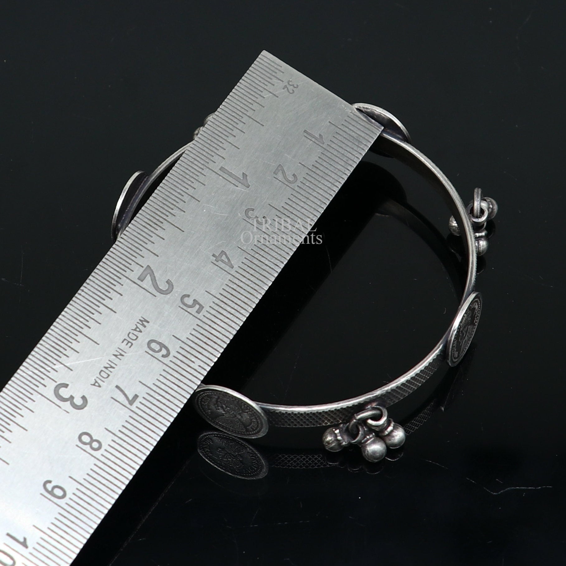 925 sterling silver handmade customized tribal ethnic bangle bracelet, best vintage style hanging drops bangles for gifting nba328 - TRIBAL ORNAMENTS