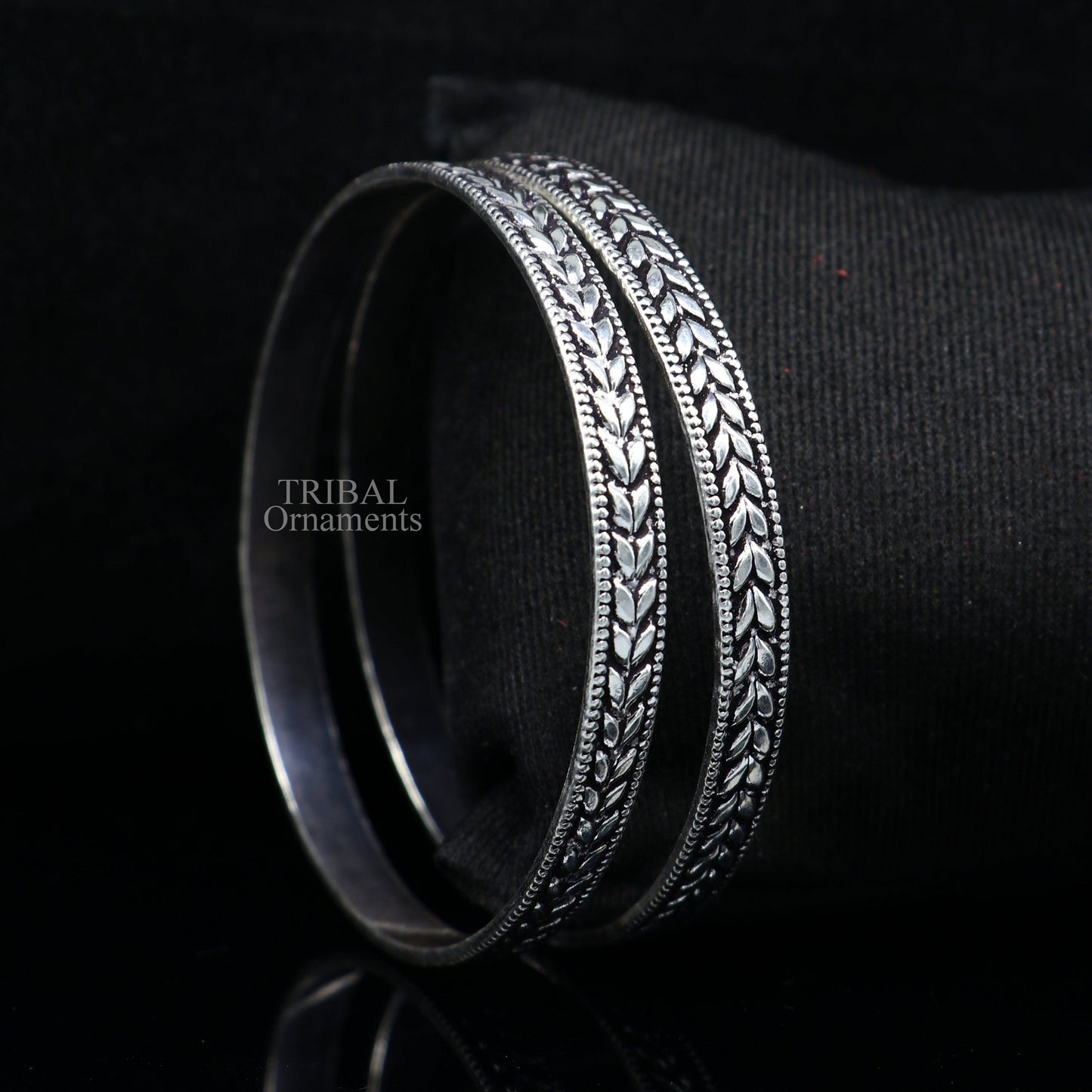 925 sterling silver handcrafted floral design bangles bracelet, fancy stylish gorgeous kangan tribal belly dance jewelry nba316 - TRIBAL ORNAMENTS