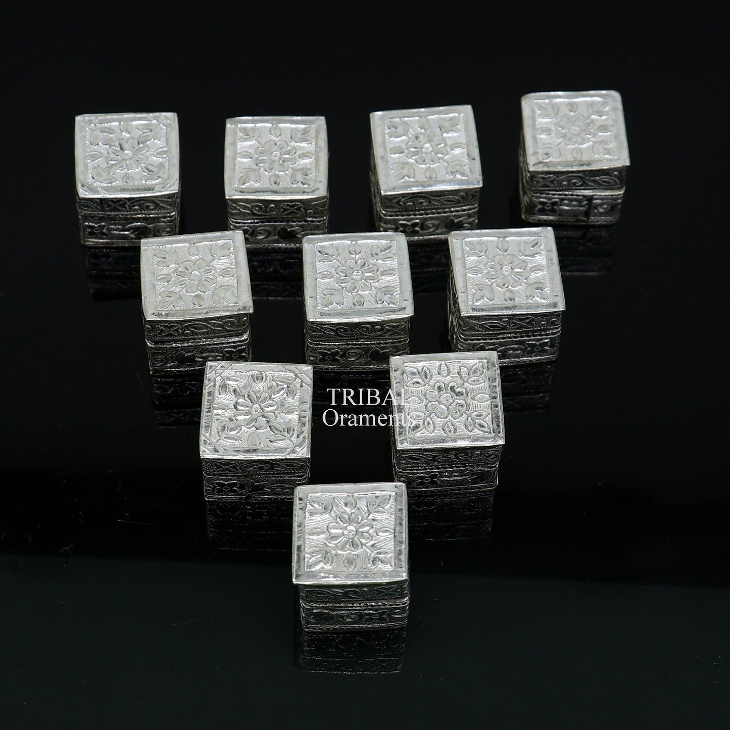 Lot boxes 925 sterling silver trinket box, kajal box/casket box bridal square shape box collection, eyeliner box wedding gifting stb349 - TRIBAL ORNAMENTS