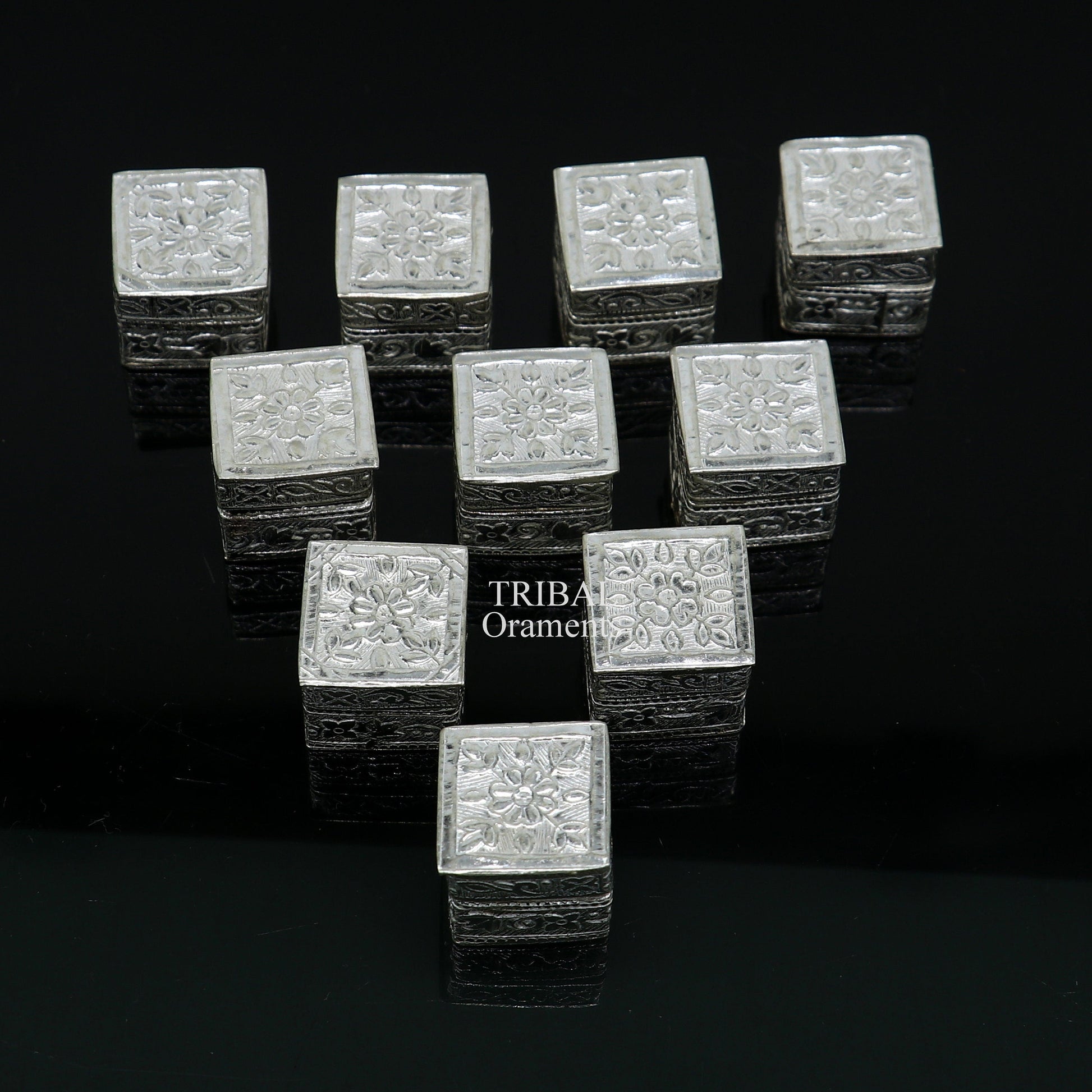 Lot boxes 925 sterling silver trinket box, kajal box/casket box bridal square shape box collection, eyeliner box wedding gifting stb349 - TRIBAL ORNAMENTS