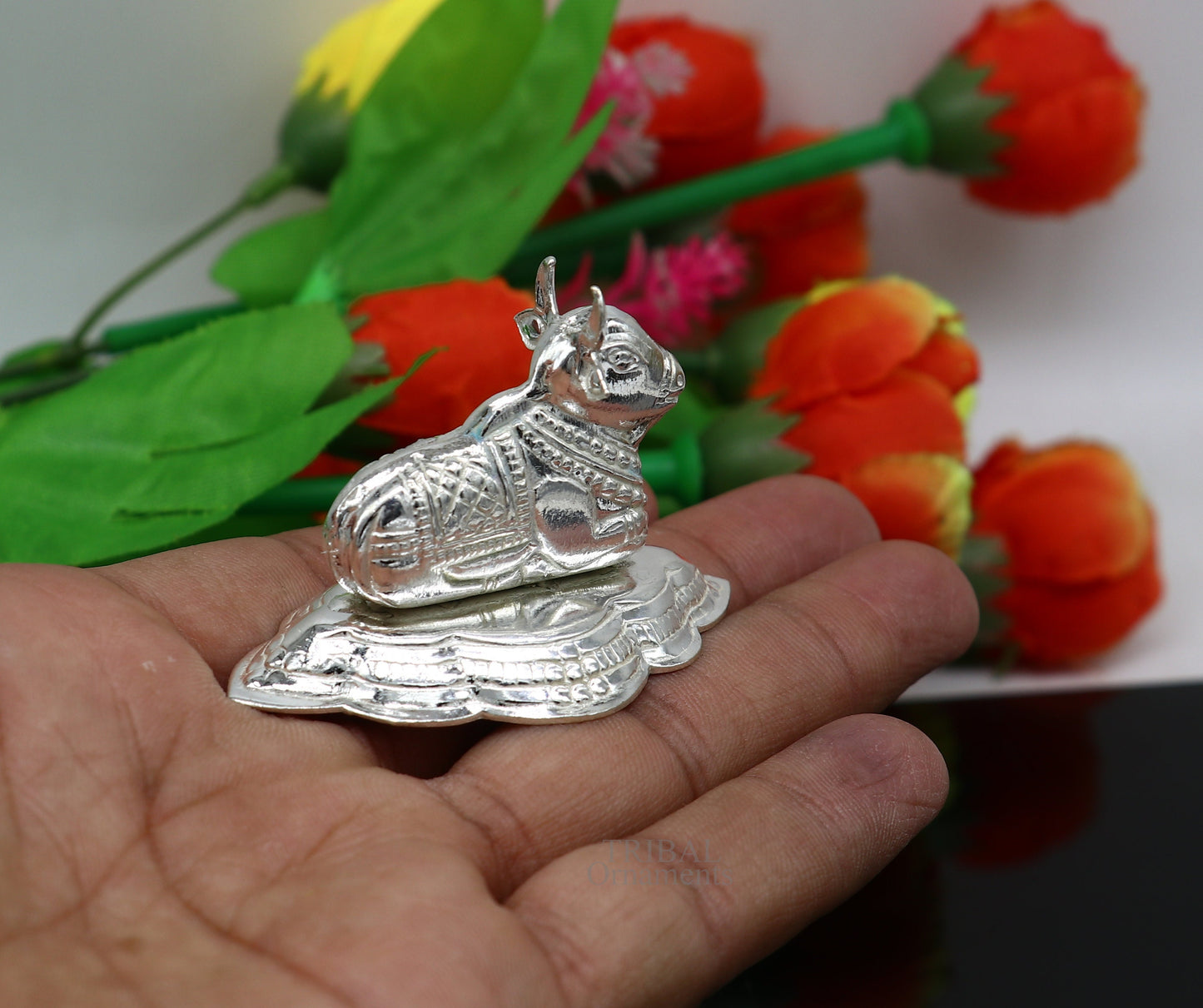 Lord Shiva Vahan Nandi Maharaj sterling silver handmade small article for puja, best gift for lord Shiva, divine statue su713 - TRIBAL ORNAMENTS