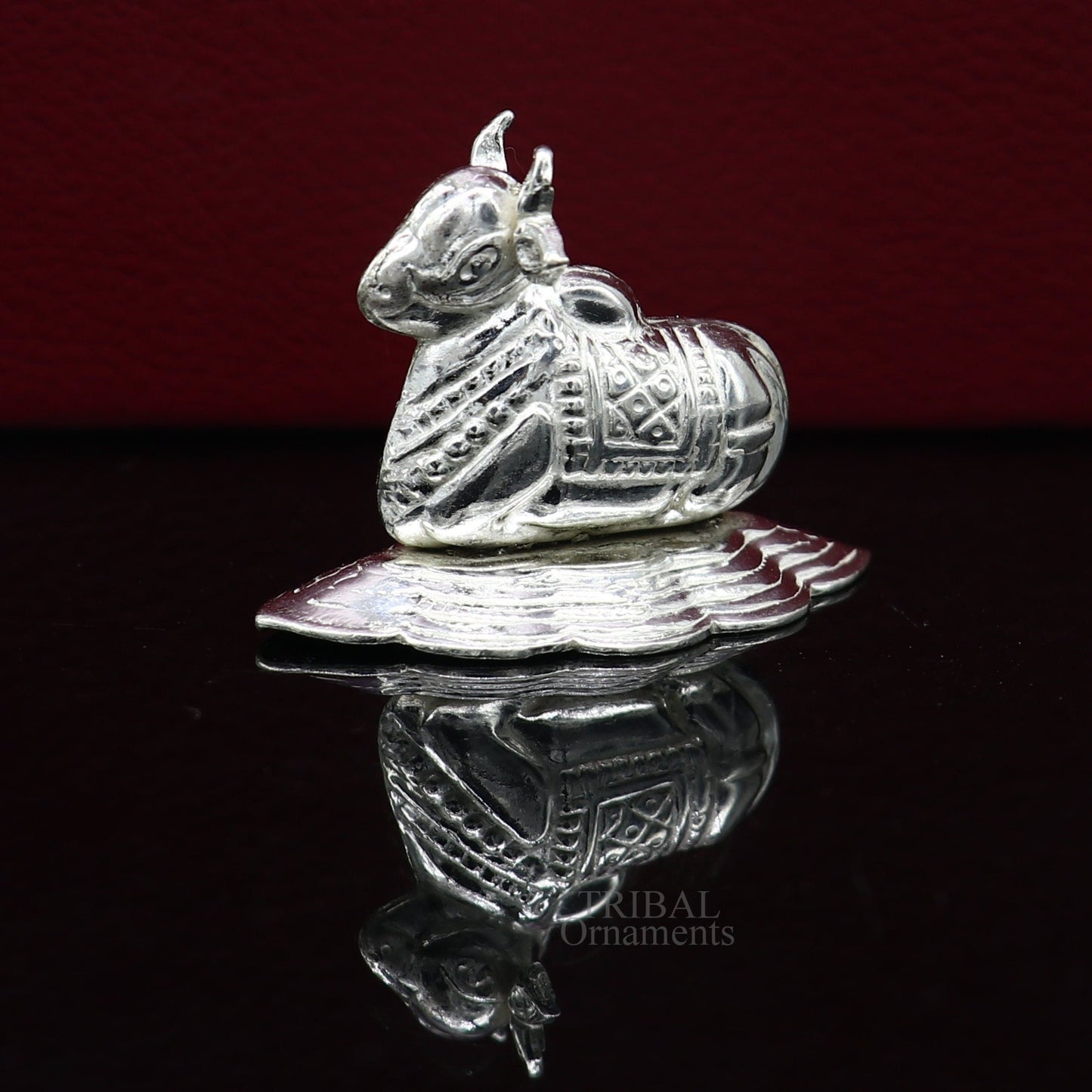 Divine Lord Shiva Vahan Nandi Maharaj sterling silver handmade small article for puja, best gift for lord Shiva, divine statue su714 - TRIBAL ORNAMENTS