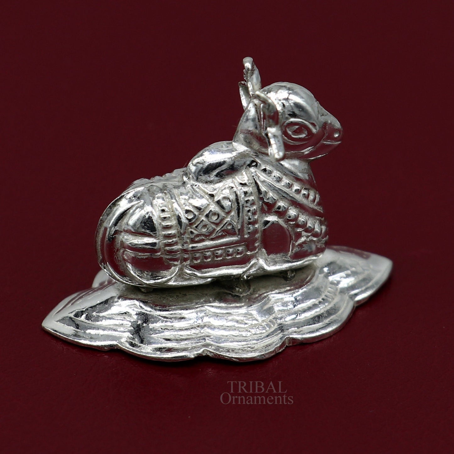 Divine Lord Shiva Vahan Nandi Maharaj sterling silver handmade small article for puja, best gift for lord Shiva, divine statue su714 - TRIBAL ORNAMENTS
