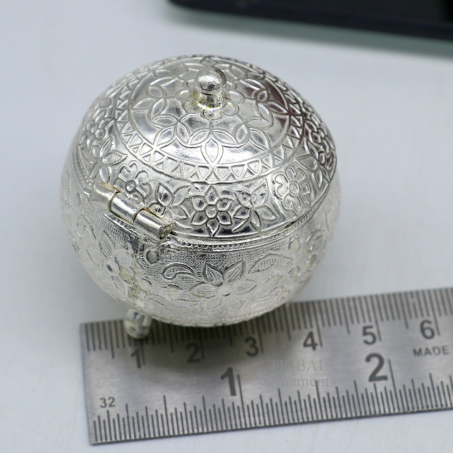 925 Sterling silver handmade fabulous trinket box, solid kumkum box, casket box, sindoor box, enamel work birds gifting box stb350 - TRIBAL ORNAMENTS