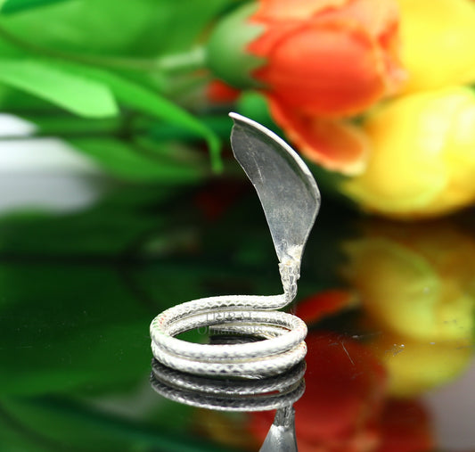 Divine Shiva Snake sterling silver handmade style mini snake or shiva snake for puja or worshipping, solid Diwali puja article su718 - TRIBAL ORNAMENTS