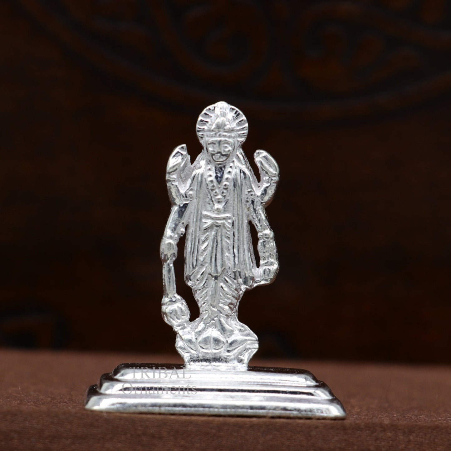 Divine sterling silver handmade Lord Vishnu Standing statue or Narayana figurine Murti , amazing Stunning puja worshipping figurine art492 - TRIBAL ORNAMENTS
