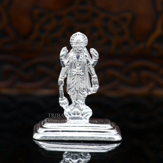 Divine sterling silver handmade Lord Vishnu Standing statue or Narayana figurine Murti , amazing Stunning puja worshipping figurine art492 - TRIBAL ORNAMENTS