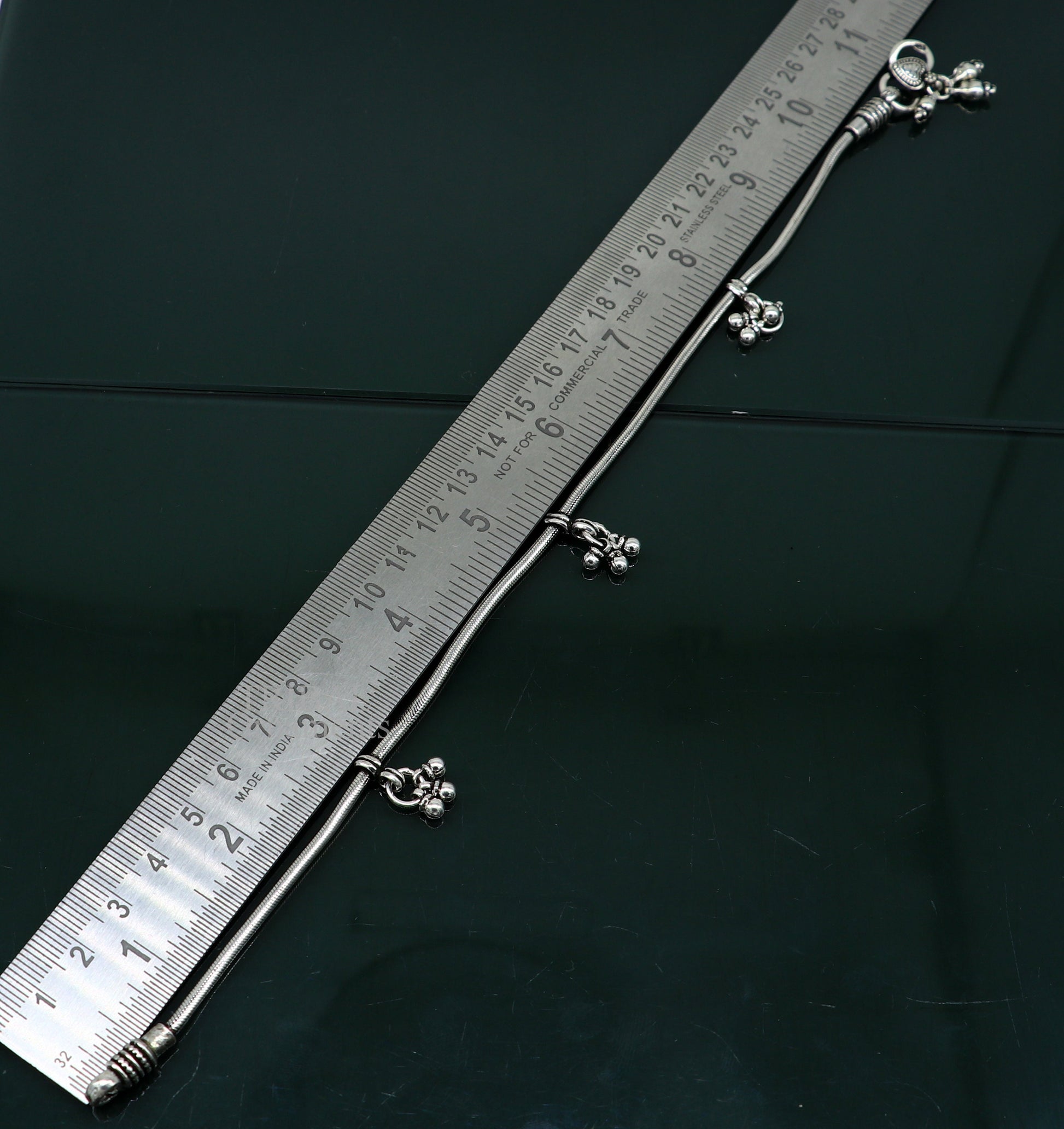11" long Solid silver customized snake chain design anklets gorgeous ankle bracelet, tribal belly dance jewelry, daily use jewelry nank443 - TRIBAL ORNAMENTS