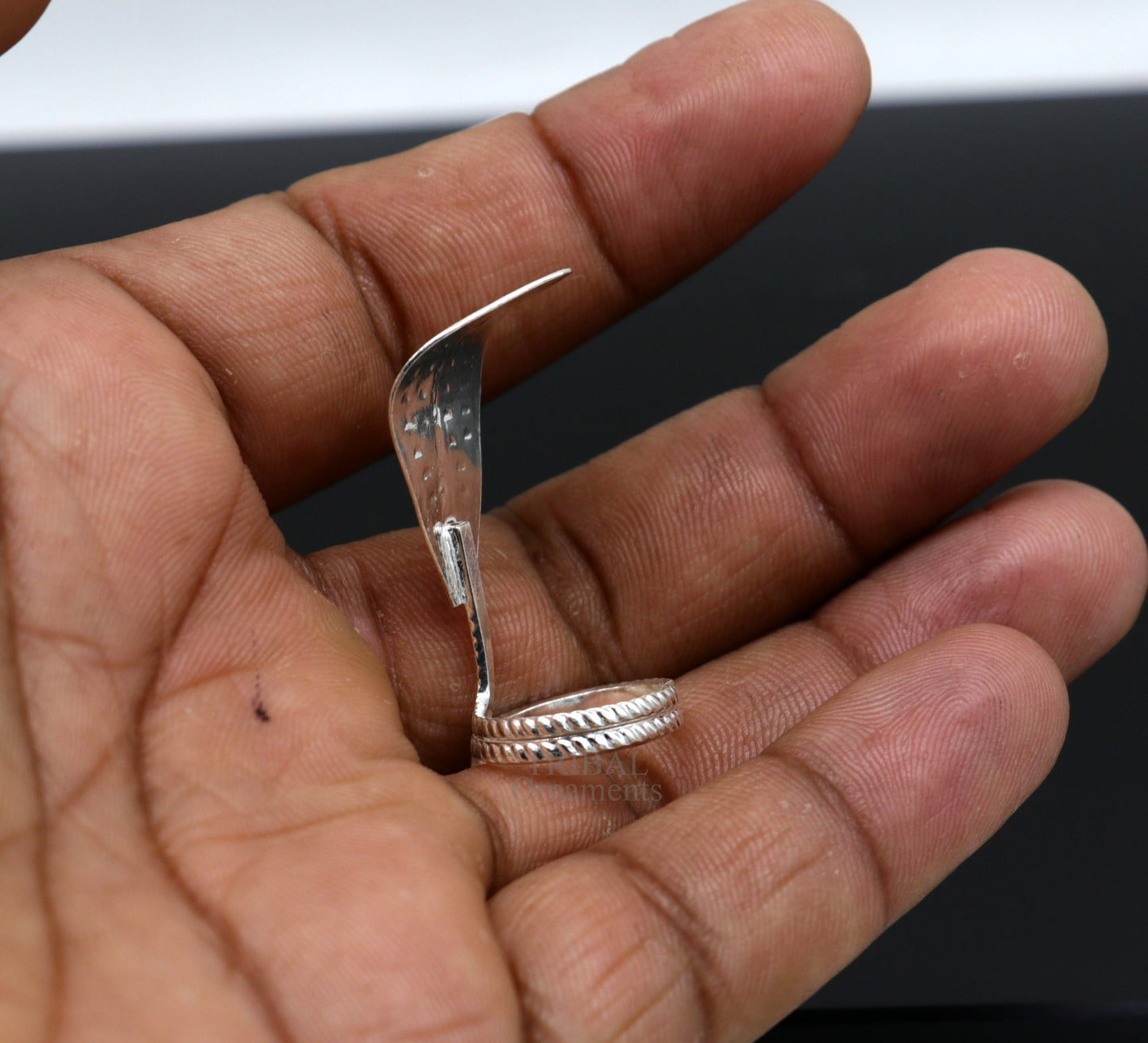 Divine Shiva Snake 925 sterling silver handmade style mini snake or shiva snake for puja or worshipping, solid Diwali puja article su722 - TRIBAL ORNAMENTS