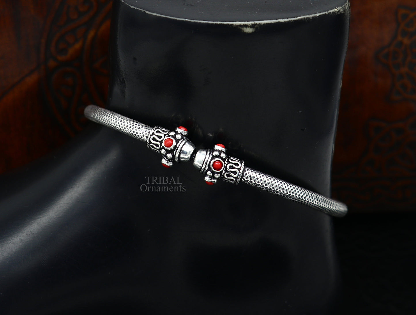 925 sterling silver handmade vintage design stunning foot bracelet ankle kada excellent coral stone belly dance ethnic jewelry Rnsfk44 - TRIBAL ORNAMENTS