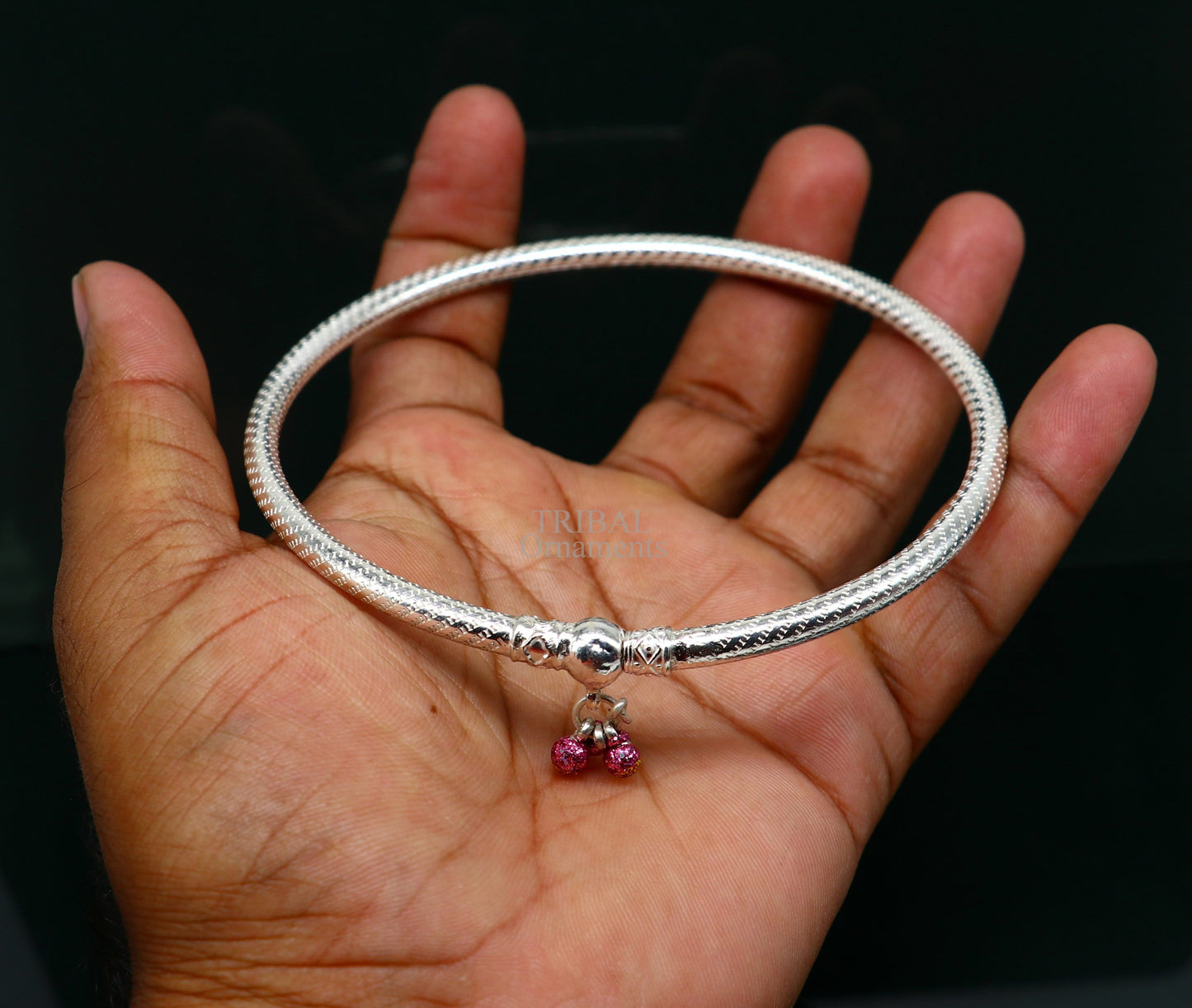 Traditional tribal ethnic sterling silver ankle jewelry, ankle bangle bracelet, ankle kada with bells, amazing belly dance jewelry nsfk55 - TRIBAL ORNAMENTS