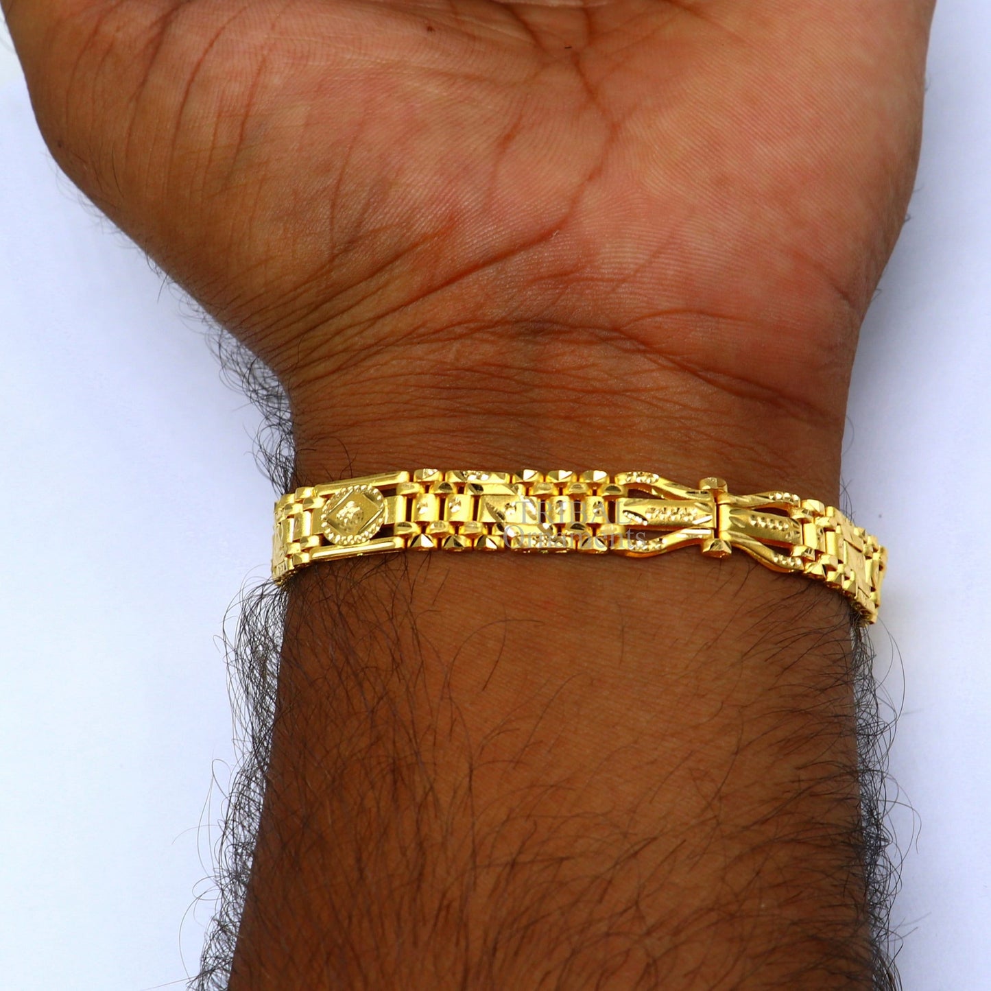 Amazing 22kt yellow gold handcrafted gorgeous design diamond cut designer flexible bracelet unique new stylish unisex bracelet jewelry gbr33 - TRIBAL ORNAMENTS