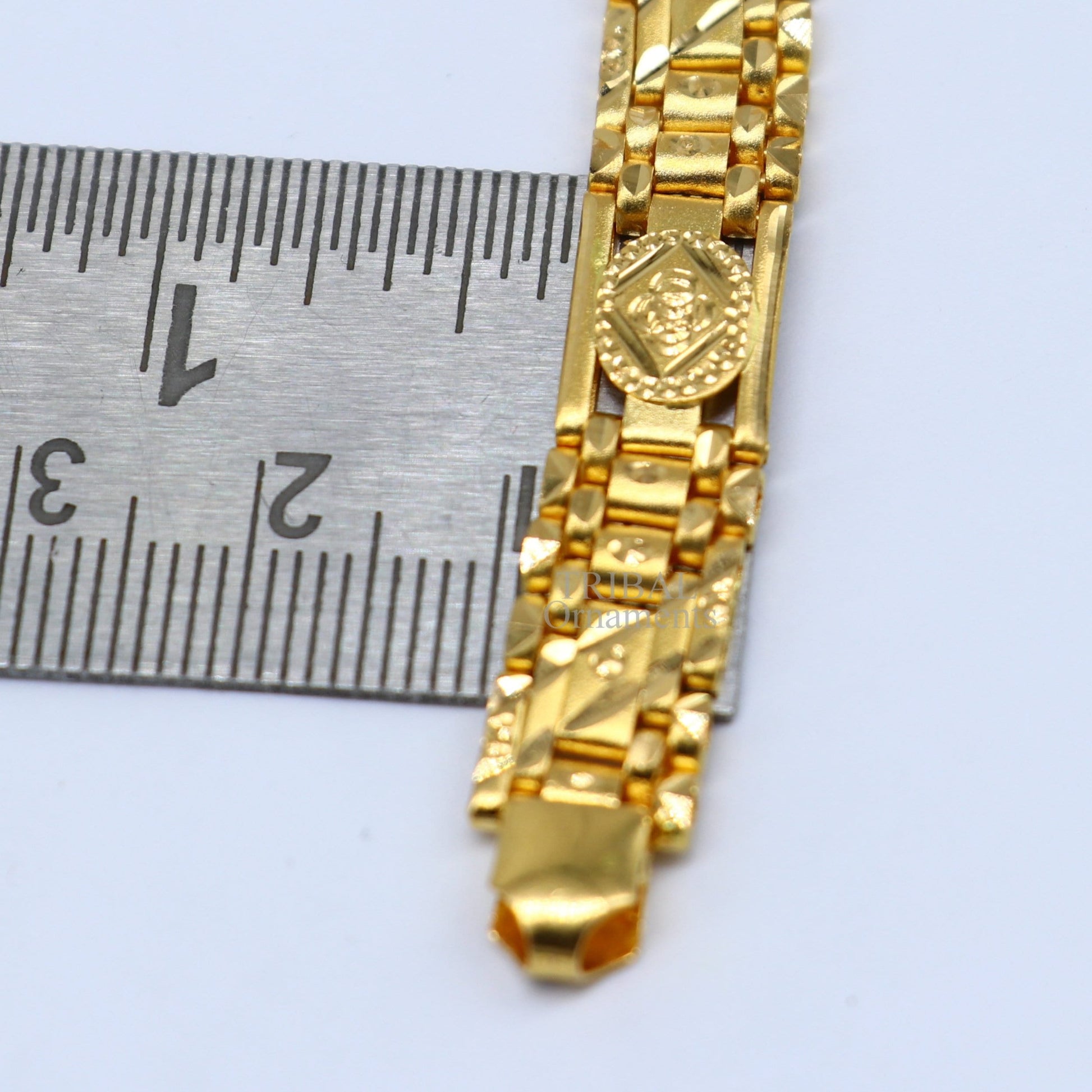 Amazing 22kt yellow gold handcrafted gorgeous design diamond cut designer flexible bracelet unique new stylish unisex bracelet jewelry gbr33 - TRIBAL ORNAMENTS