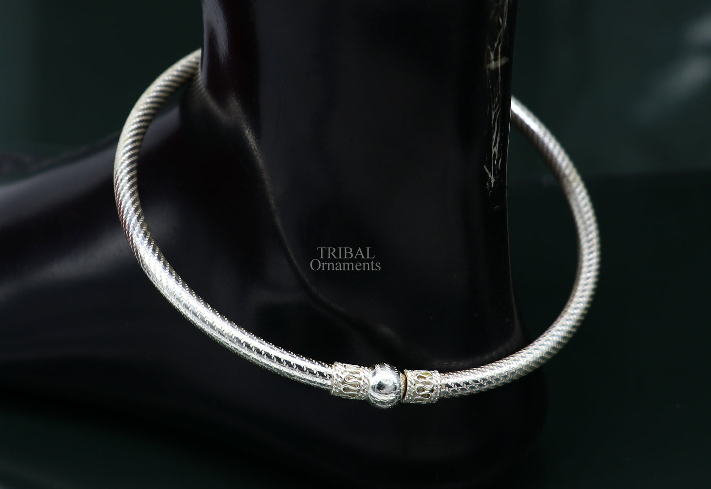 Handmade design sterling silver ankle kada bracelet, amazing single ball design ethnic ankle jewelry best nsfk57 - TRIBAL ORNAMENTS