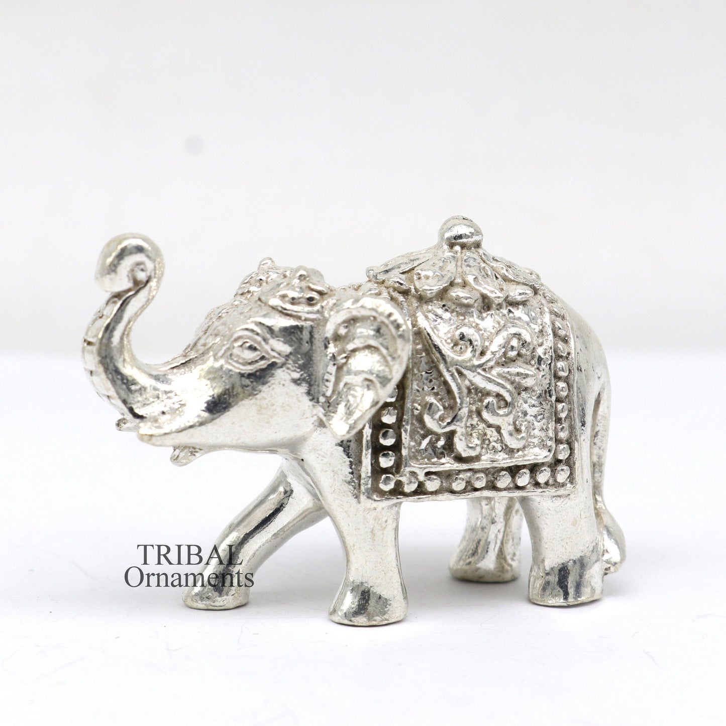 Divine 925 sterling silver handmade work small elephant for home temple for wealth and prosperity art501 - TRIBAL ORNAMENTS