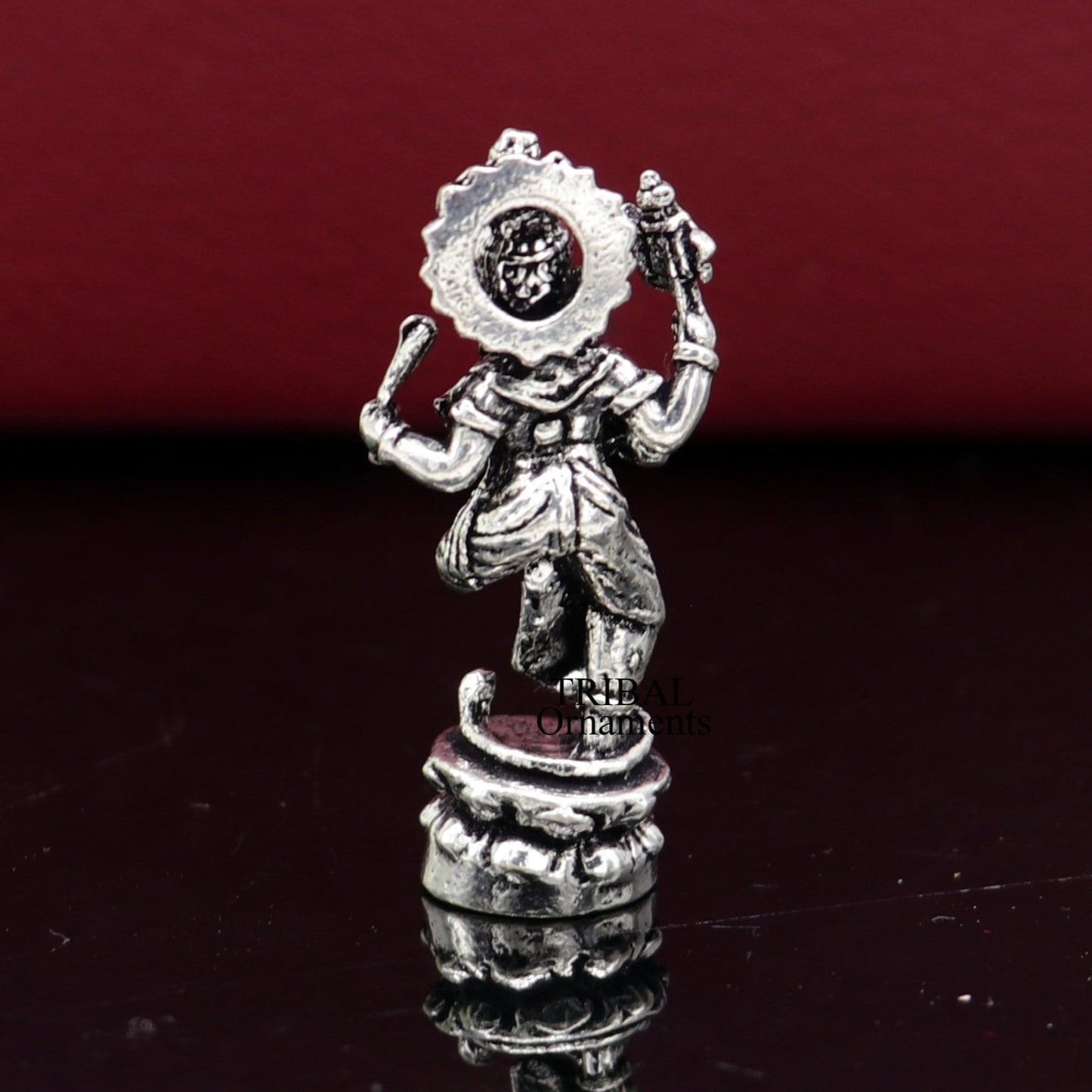 925 Sterling silver Lord Ganesh Idol small dancing style statue Figurine, handcrafted Lord Ganesh statue sculpture Diwali puja gift art505 - TRIBAL ORNAMENTS
