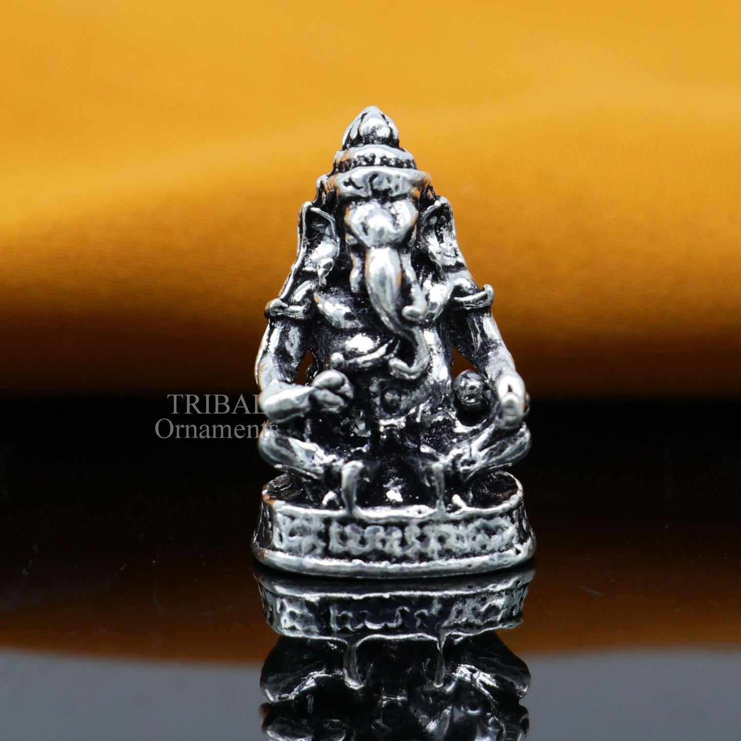 925 Sterling silver Lord Ganesh Idol small Aasan mudra style statue Figurine, handcrafted Lord Ganesh statue sculpture puja article art506 - TRIBAL ORNAMENTS