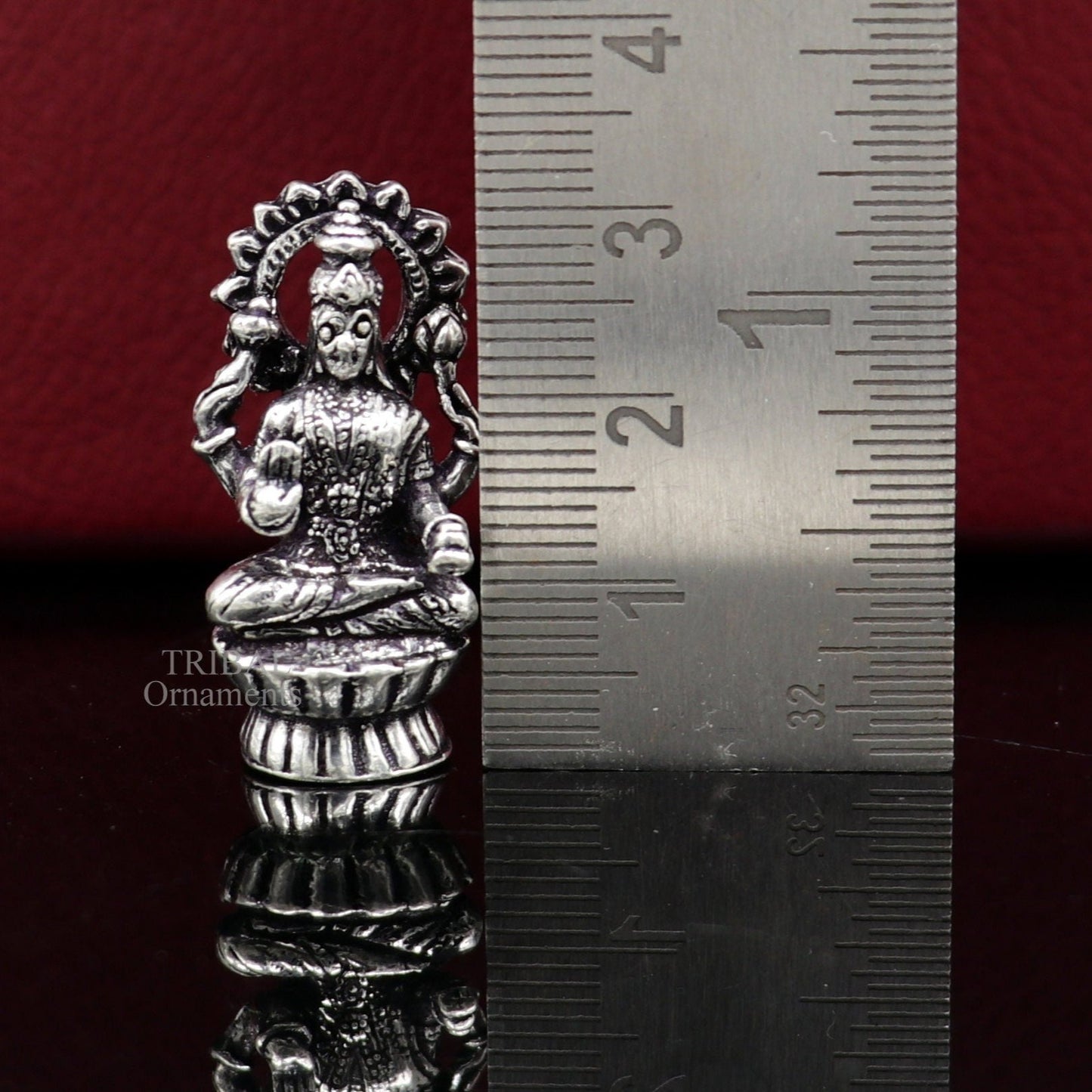 Pure 925 Sterling silver handmade Hindu Goddess Laxmi statue, puja article figurine, home décor Diwali puja articles gifting art509 - TRIBAL ORNAMENTS