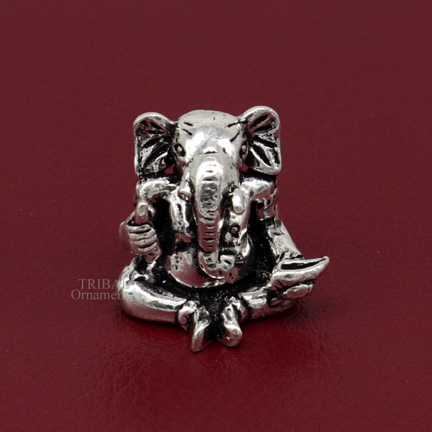 Exclusive stylish design 925 Sterling silver solid little Ganesha statue art, best puja figurine for home temple or your car, art511 - TRIBAL ORNAMENTS