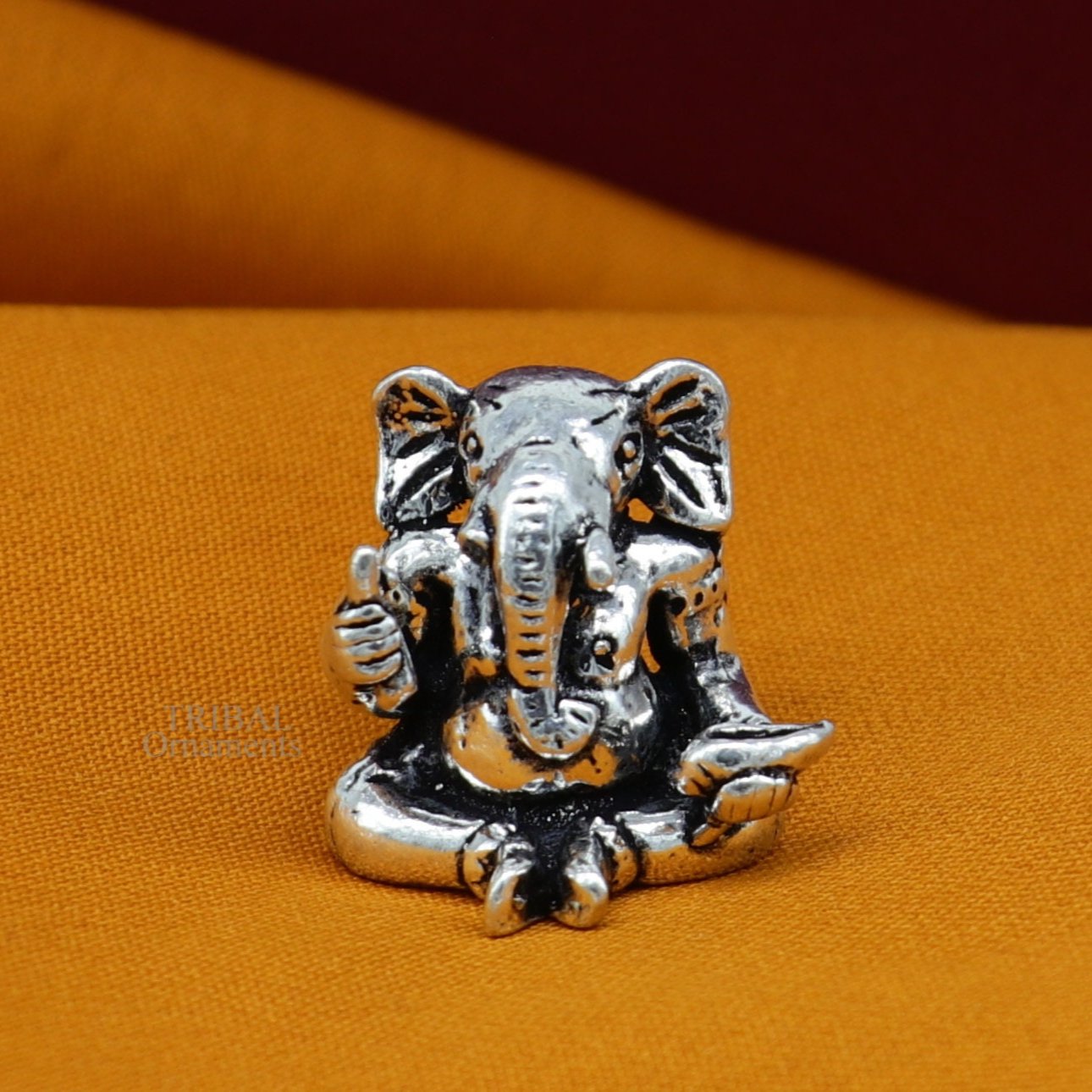 Exclusive stylish design 925 Sterling silver solid little Ganesha statue art, best puja figurine for home temple or your car, art511 - TRIBAL ORNAMENTS