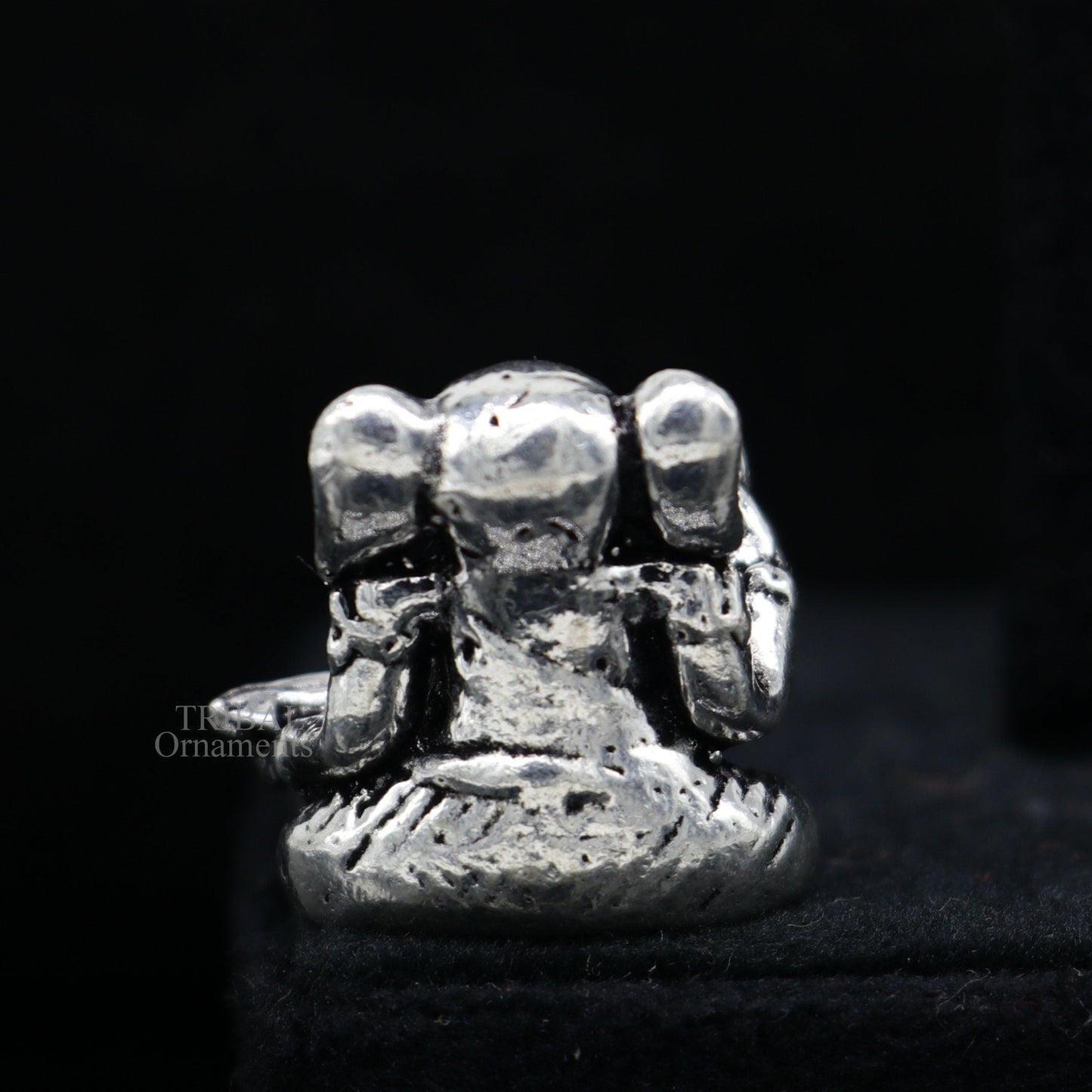 Exclusive stylish design 925 Sterling silver solid little Ganesha statue art, best puja figurine for home temple or your car, art511 - TRIBAL ORNAMENTS