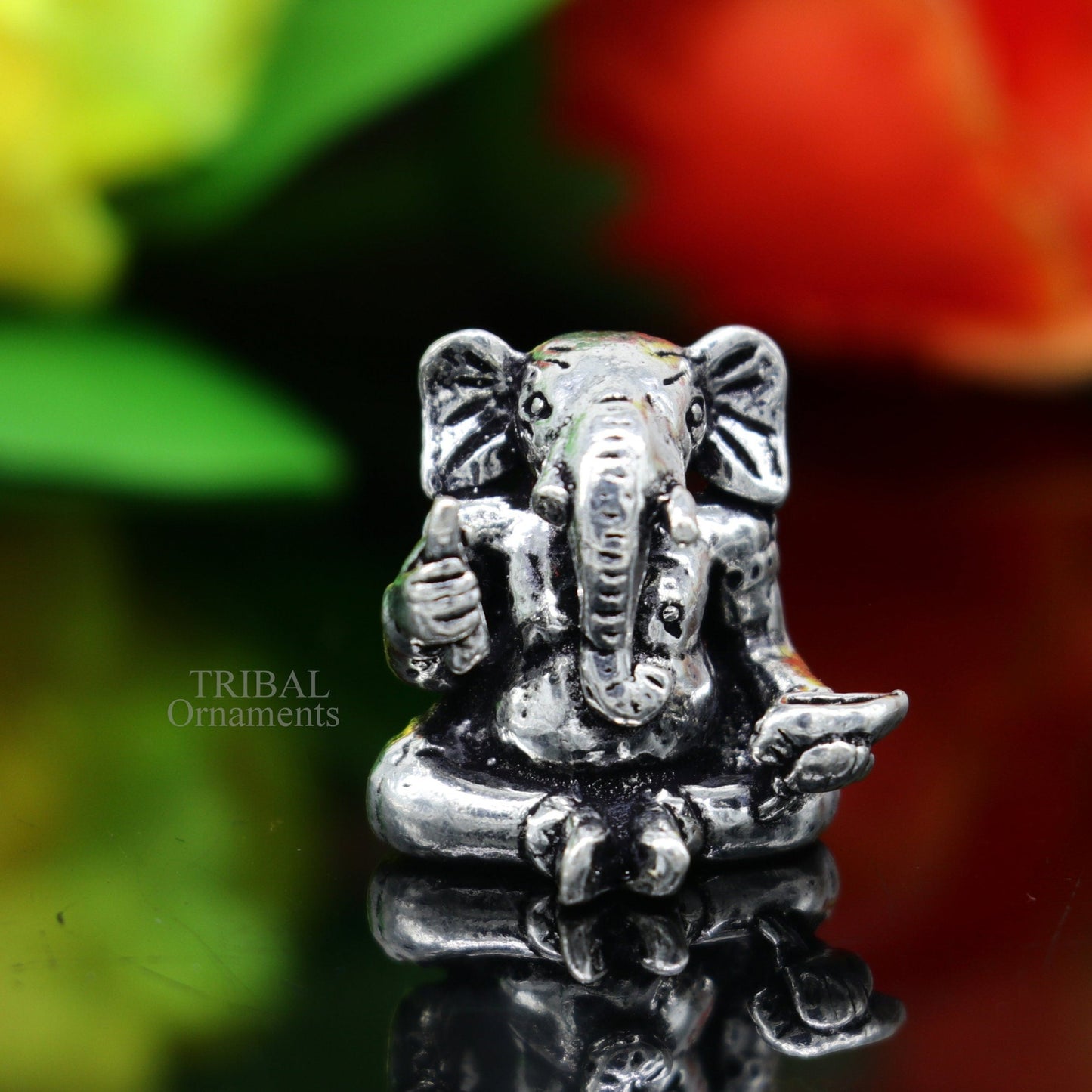 Exclusive stylish design 925 Sterling silver solid little Ganesha statue art, best puja figurine for home temple or your car, art511 - TRIBAL ORNAMENTS