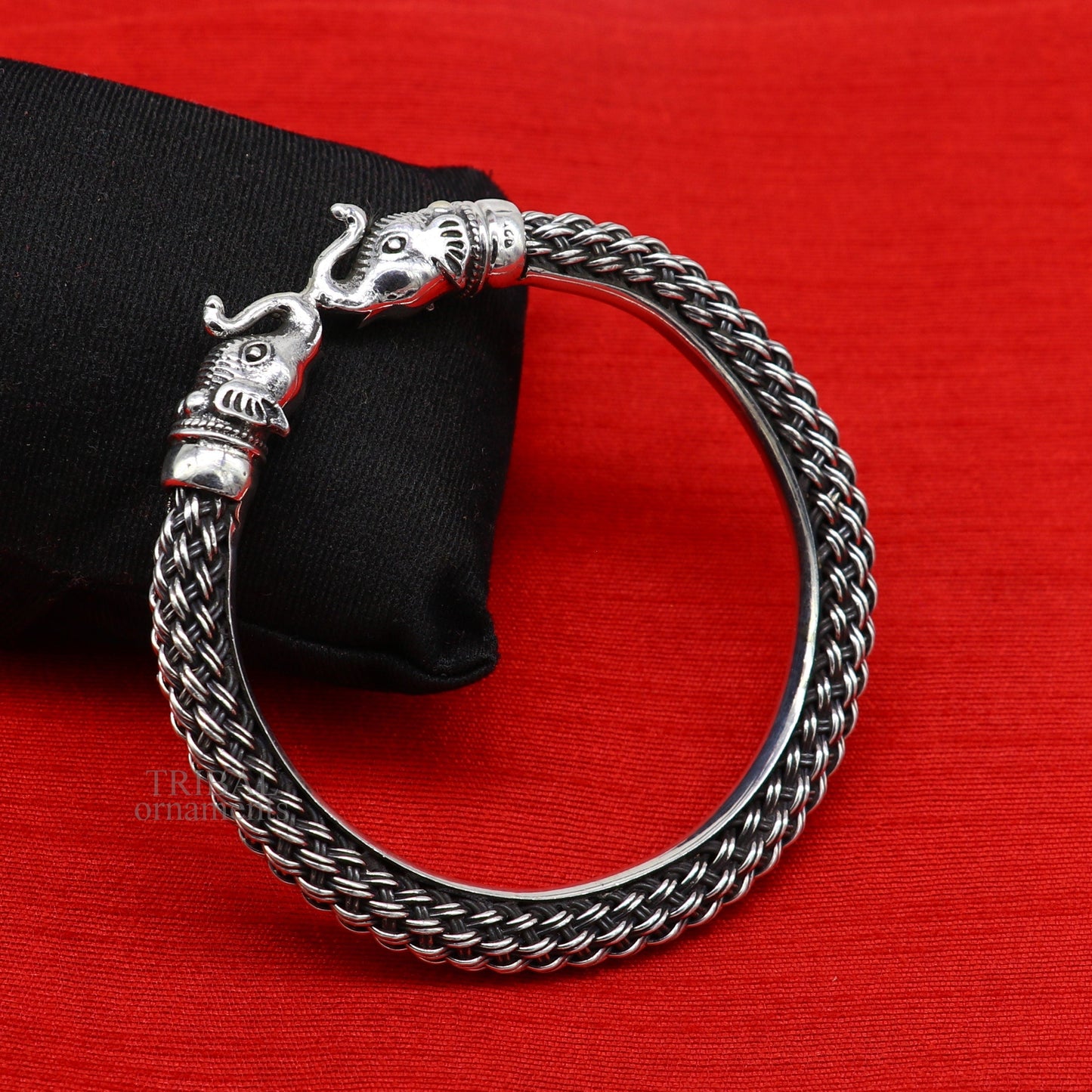 Vintage antique design handcrafted Vintage work 925 sterling silver elephant face bangle bracelet tribal jewelry best gifting Rnssk774 - TRIBAL ORNAMENTS