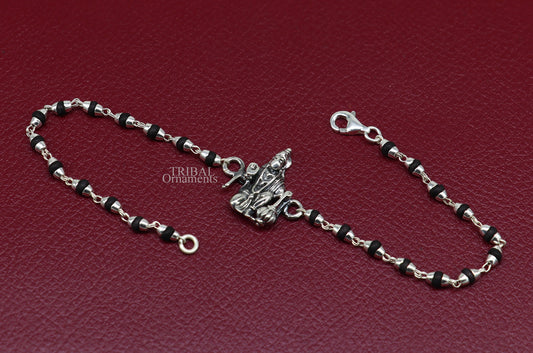 925 Sterling silver customized beaded 'Hanuman' Rakhi or bracelet. best gift for your brother's for special personalized gifing rk192 - TRIBAL ORNAMENTS