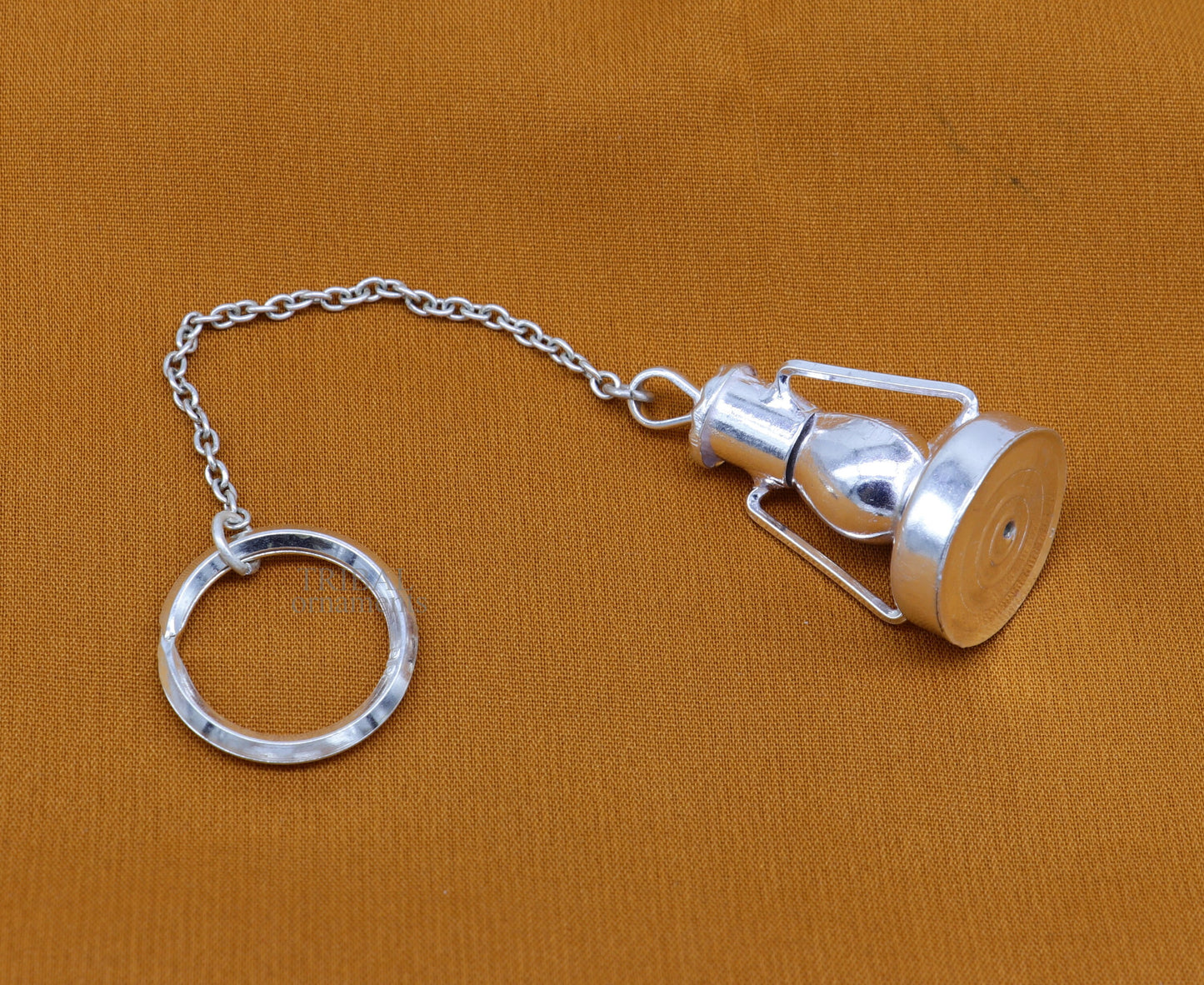 925 Sterling silver handmade vintage oil lamp(hariken) design solid key chain, royal gifting silver accessories unisex gift kch17 - TRIBAL ORNAMENTS