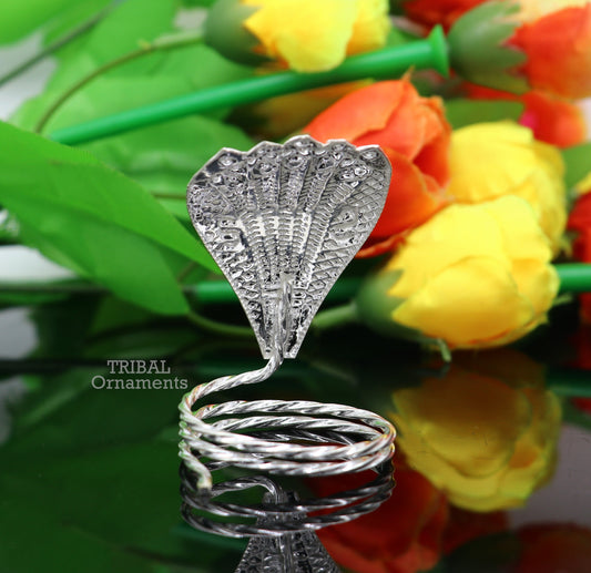 Solid silver handmade Divine Sheshnag vintage style mini snake or shiva snake for puja or worshipping, solid Diwali puja article su739 - TRIBAL ORNAMENTS