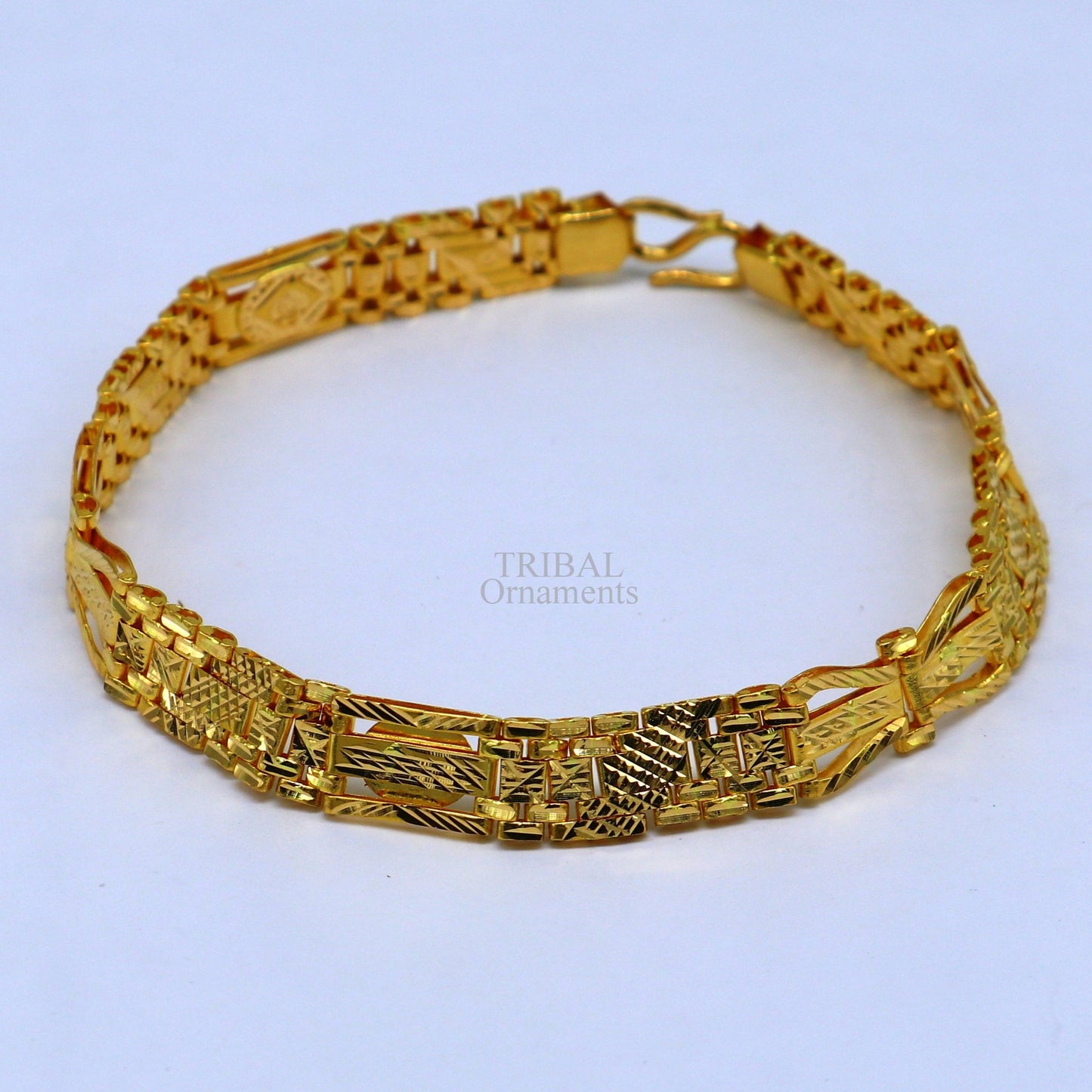 Amazing 22kt yellow gold handcrafted gorgeous design diamond cut designer flexible bracelet unique new stylish unisex bracelet jewelry gbr33 - TRIBAL ORNAMENTS