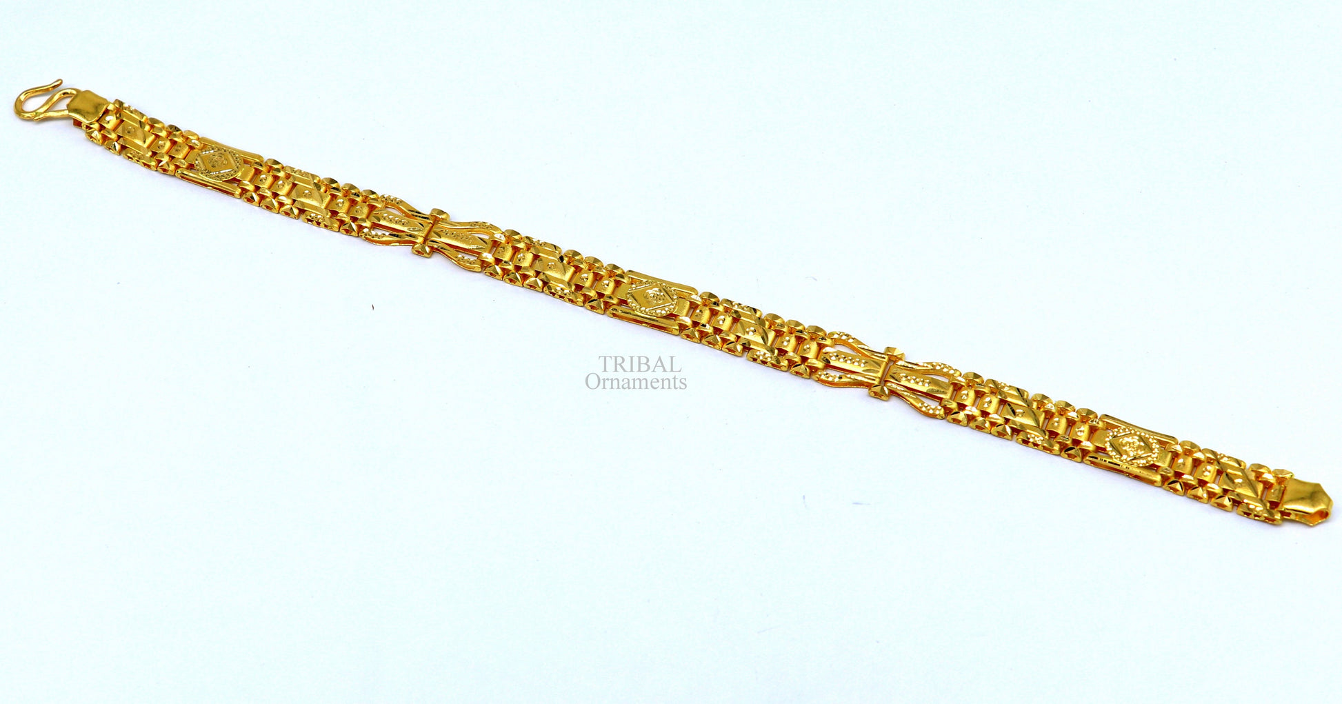 Amazing 22kt yellow gold handcrafted gorgeous design diamond cut designer flexible bracelet unique new stylish unisex bracelet jewelry gbr33 - TRIBAL ORNAMENTS