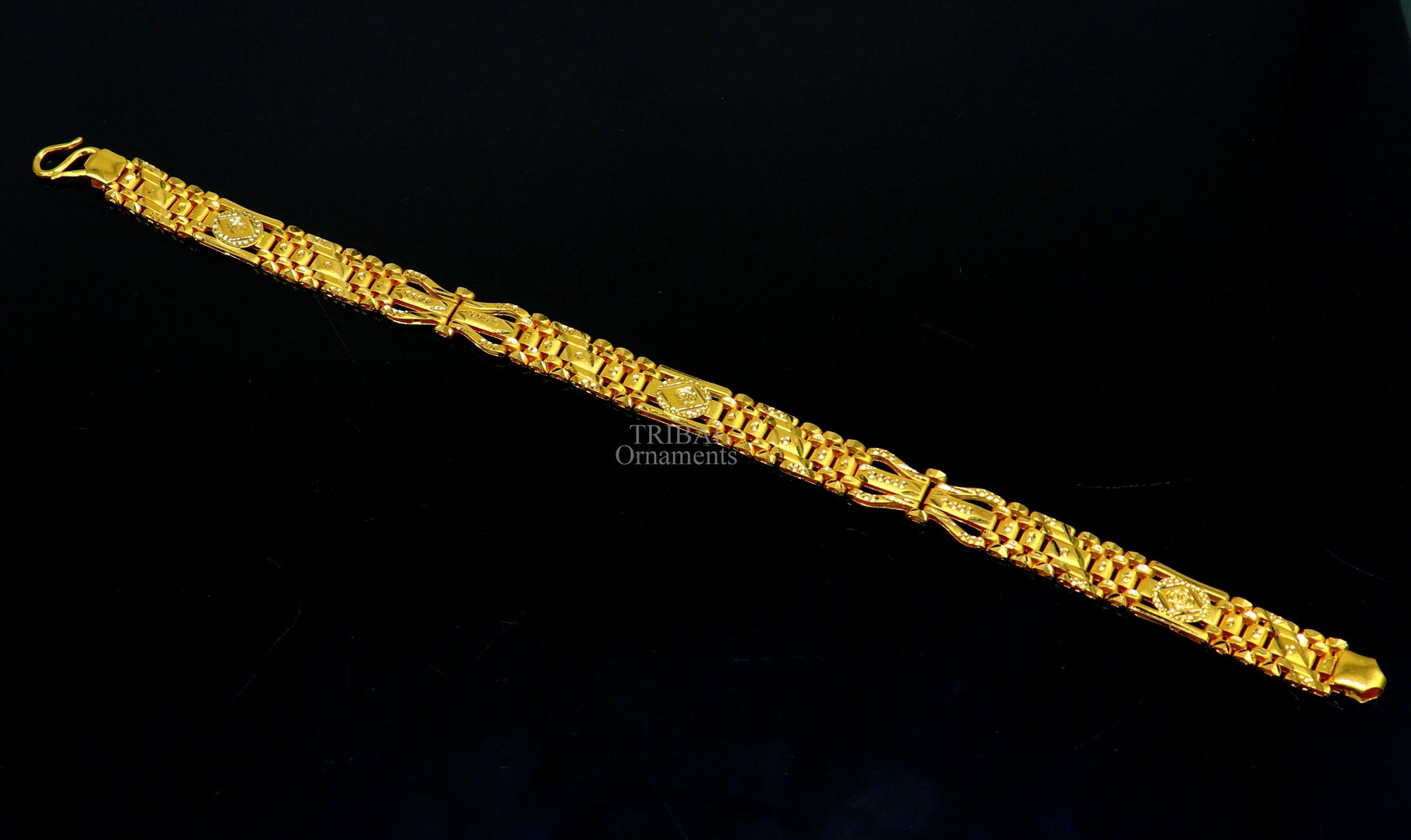 Amazing 22kt yellow gold handcrafted gorgeous design diamond cut designer flexible bracelet unique new stylish unisex bracelet jewelry gbr33 - TRIBAL ORNAMENTS