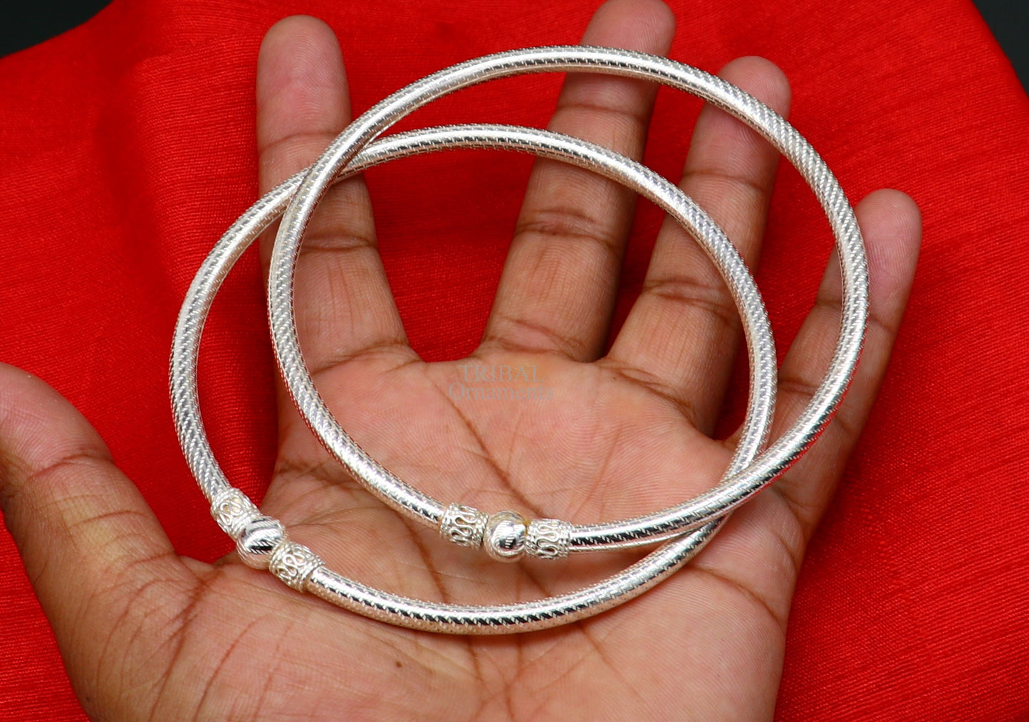 Handmade design sterling silver ankle kada bracelet, amazing single ball design ethnic ankle jewelry best nsfk57 - TRIBAL ORNAMENTS