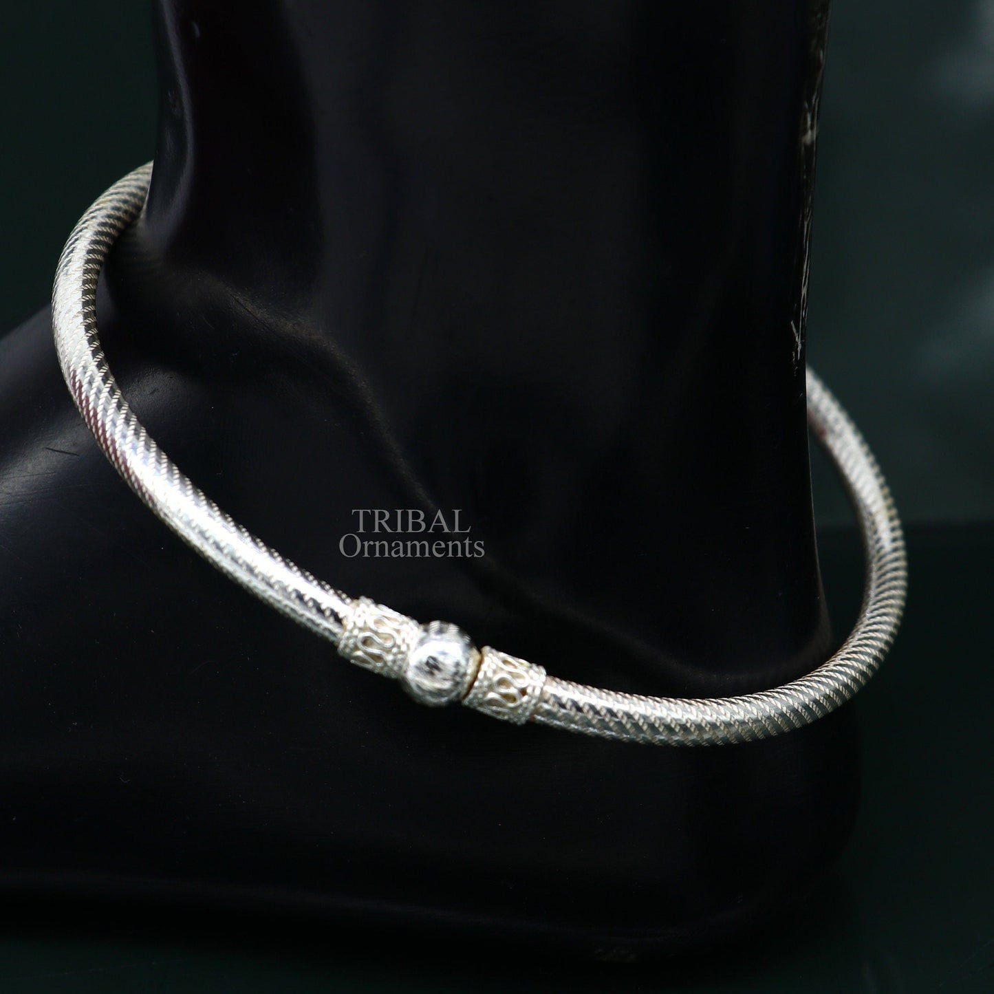 Handmade design sterling silver ankle kada bracelet, amazing single ball design ethnic ankle jewelry best nsfk57 - TRIBAL ORNAMENTS