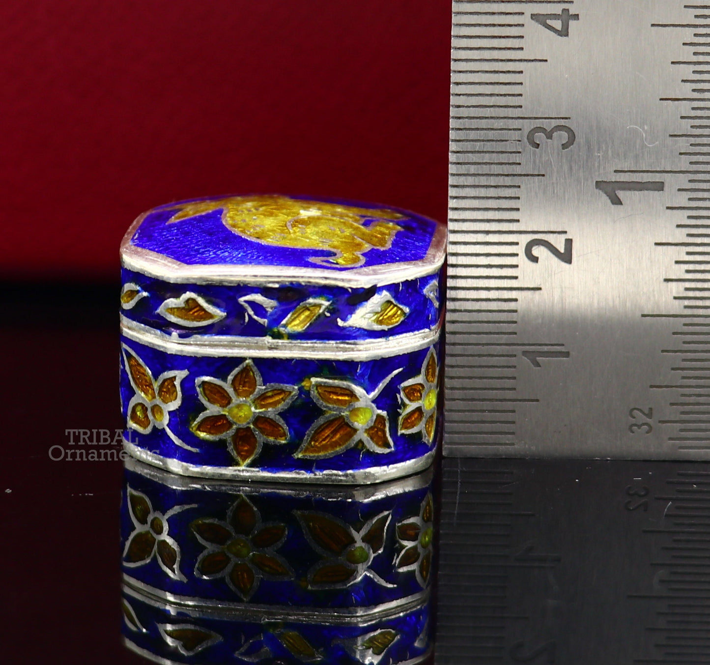 925 sterling silver trinket box, kajal box/casket box bridal polygon shape sindur box collection, container box, eyeliner box gifting stb367 - TRIBAL ORNAMENTS