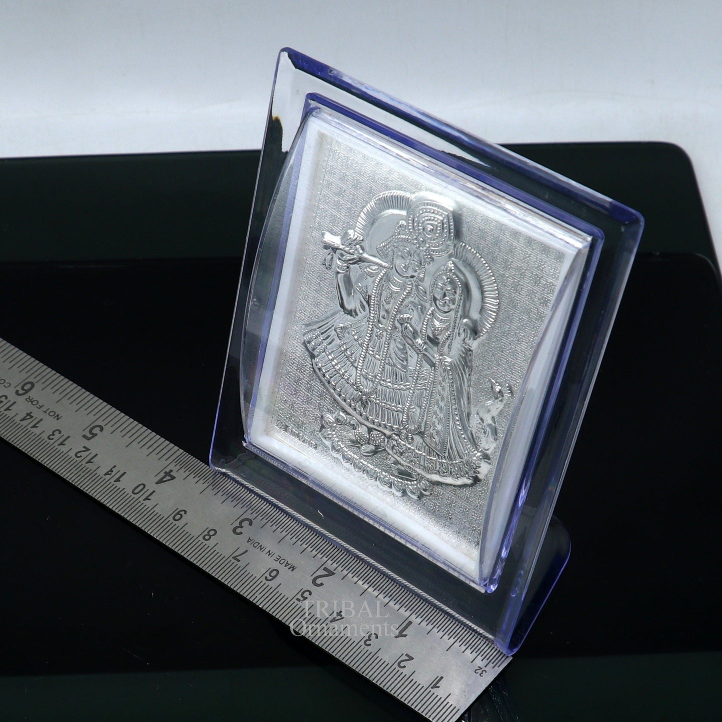 999 fine silver Lord Krishna and Radha frame, best light weight gifting puja article from india su747 - TRIBAL ORNAMENTS