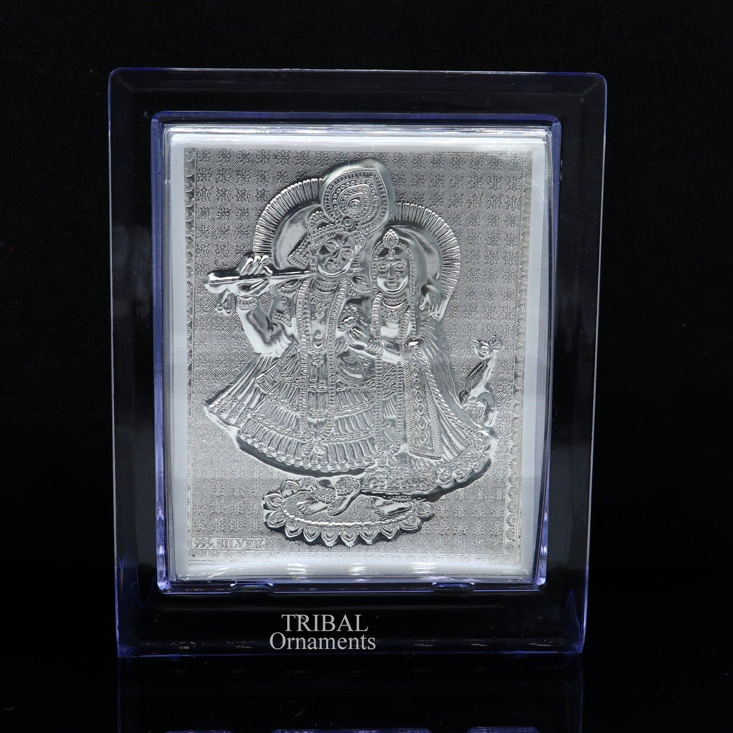 999 fine silver Lord Krishna and Radha frame, best light weight gifting puja article from india su747 - TRIBAL ORNAMENTS