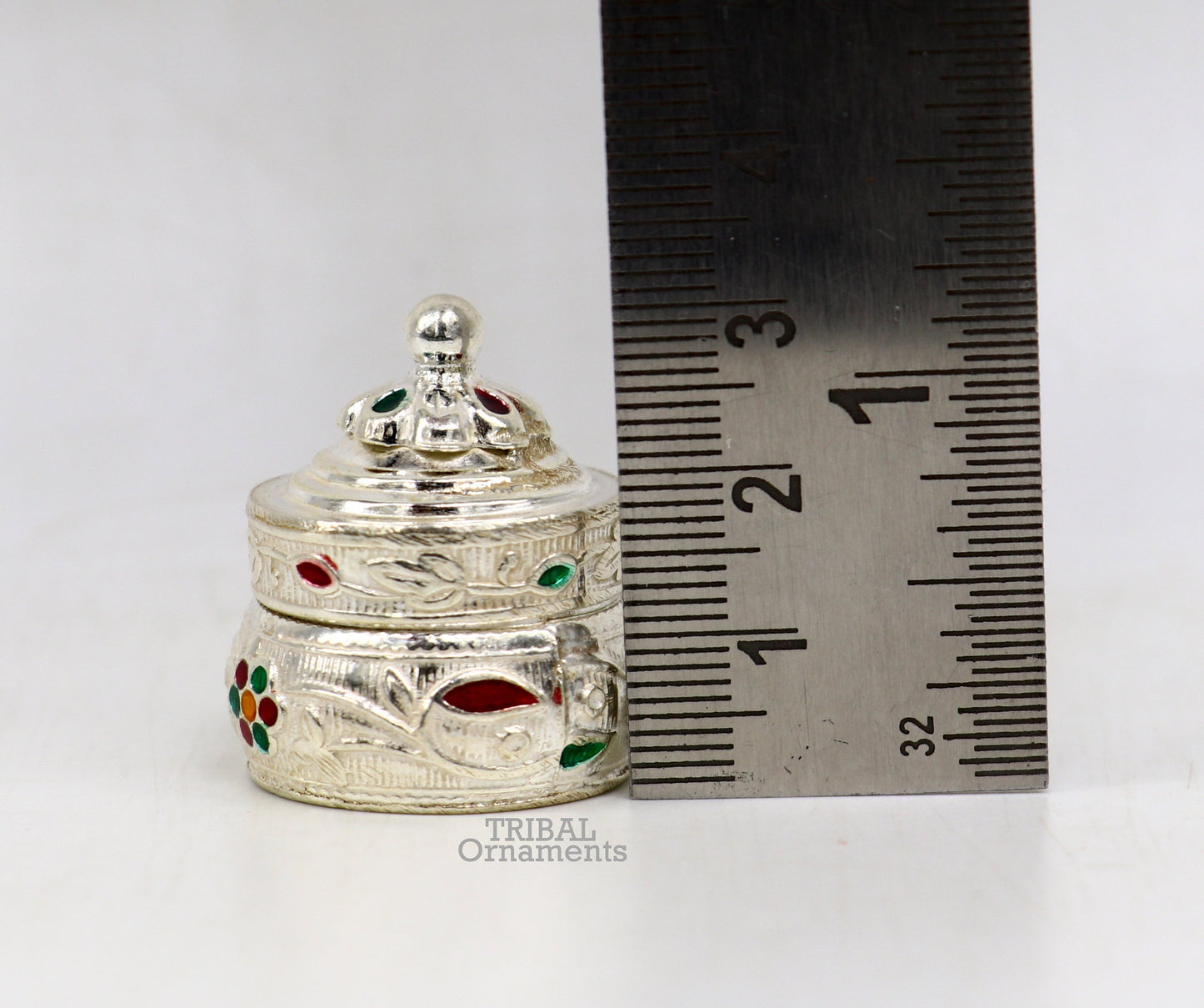 925 sterling silver trinket box, kajal box/casket box bridal enamel jewelry box collection, container box, eyeliner box gifting art stb369 - TRIBAL ORNAMENTS