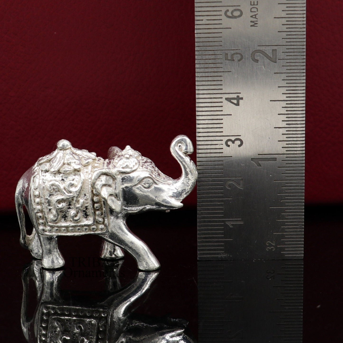 Divine 925 sterling silver handmade work small elephant for home temple for wealth and prosperity art501 - TRIBAL ORNAMENTS