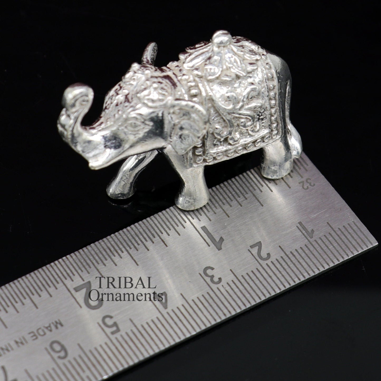 Divine 925 sterling silver handmade work small elephant for home temple for wealth and prosperity art501 - TRIBAL ORNAMENTS