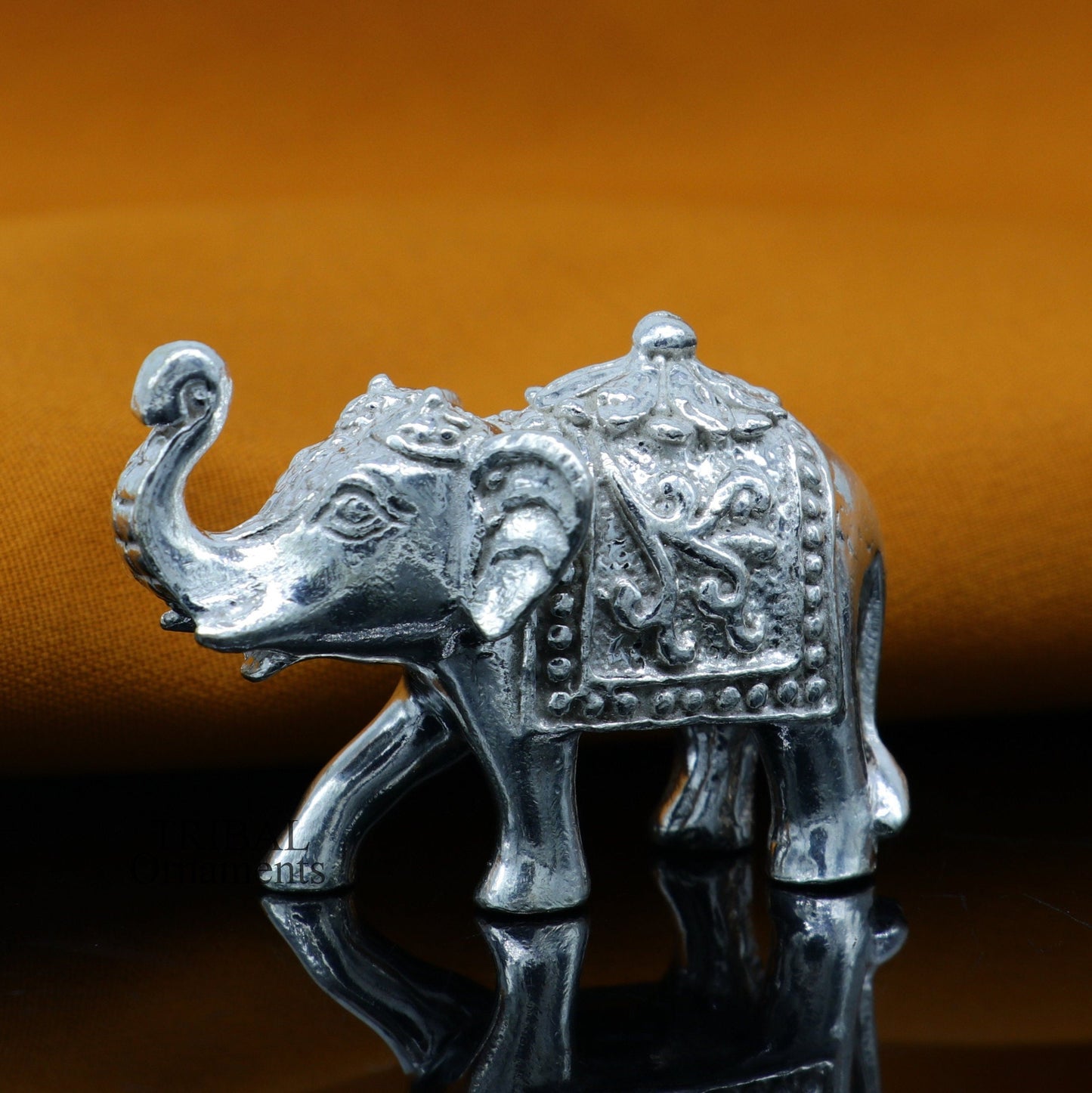 Divine 925 sterling silver handmade work small elephant for home temple for wealth and prosperity art501 - TRIBAL ORNAMENTS