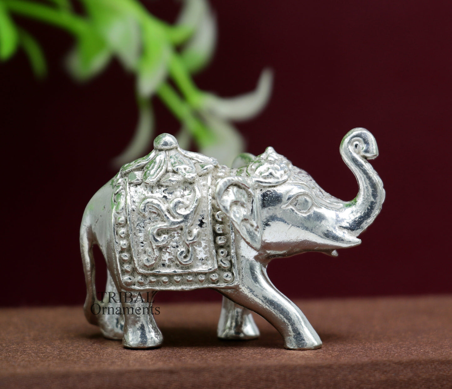 Divine 925 sterling silver handmade work small elephant for home temple for wealth and prosperity art501 - TRIBAL ORNAMENTS