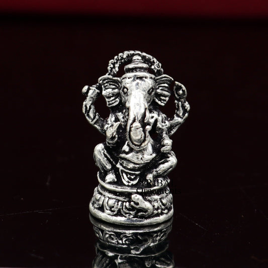 925 Sterling silver Lord Ganesh Idol small statue Figurine, handcrafted Lord Ganesh statue sculpture Diwali puja gift art503 - TRIBAL ORNAMENTS
