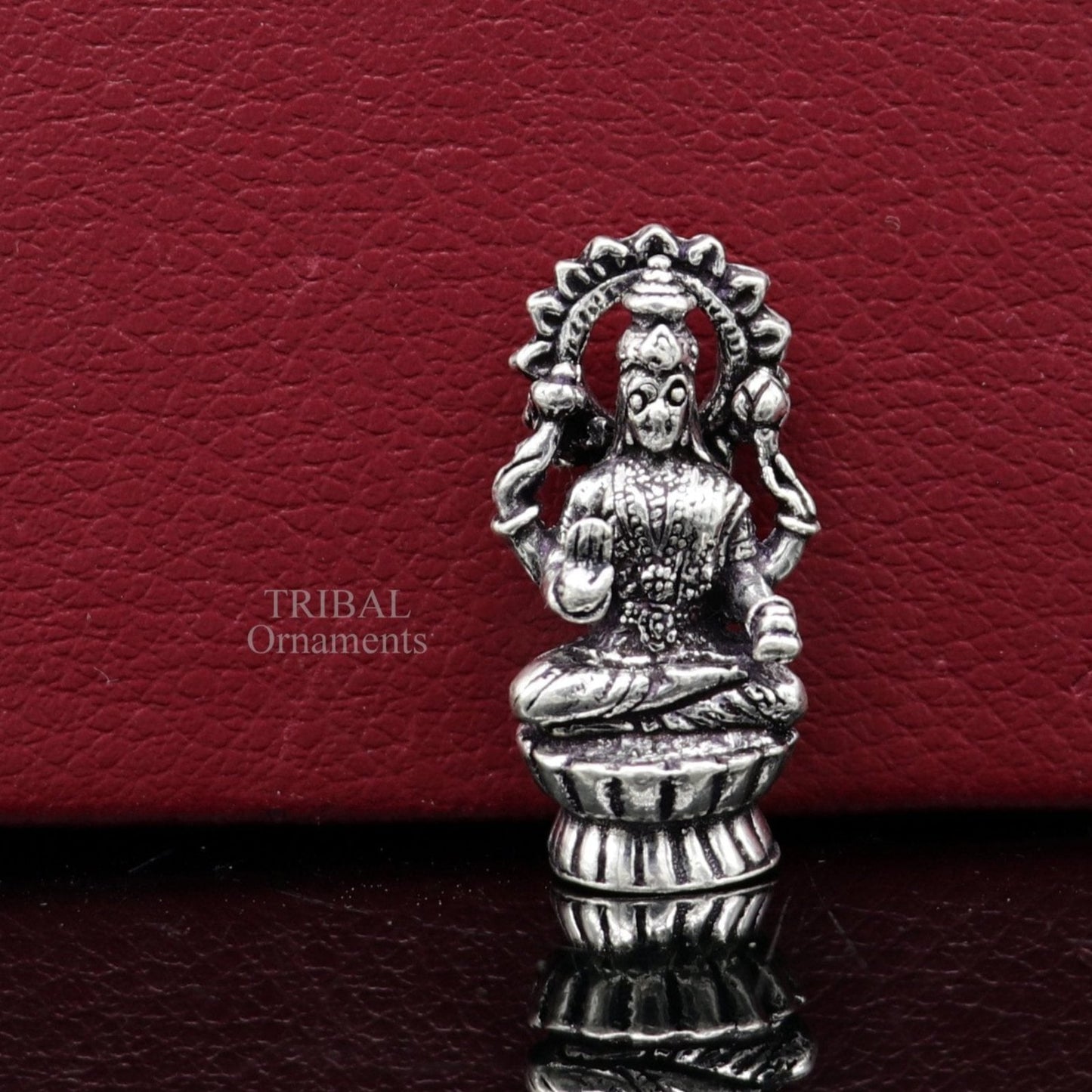 Pure 925 Sterling silver handmade Hindu Goddess Laxmi statue, puja article figurine, home décor Diwali puja articles gifting art509 - TRIBAL ORNAMENTS