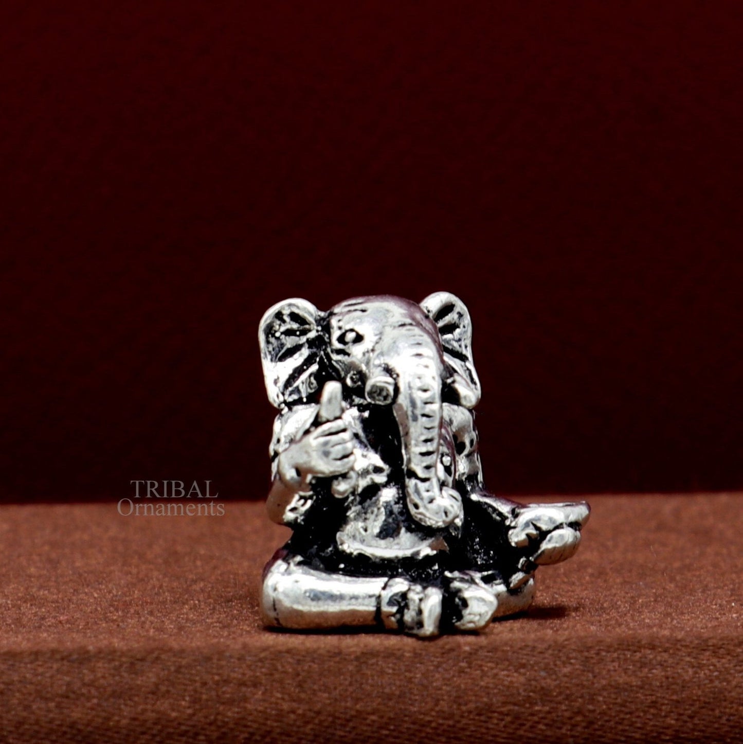 Exclusive stylish design 925 Sterling silver solid little Ganesha statue art, best puja figurine for home temple or your car, art511 - TRIBAL ORNAMENTS