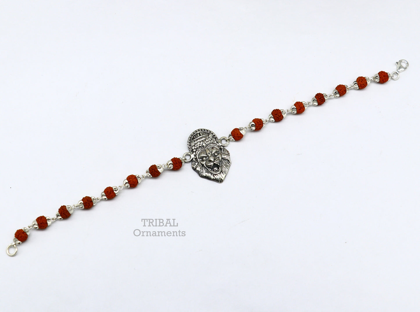 925 sterling silver handmade lord Narsimha Narsingha design Rakhi bracelet amazing Rudraksha bracelet, use as daily use jewelry rk210 - TRIBAL ORNAMENTS